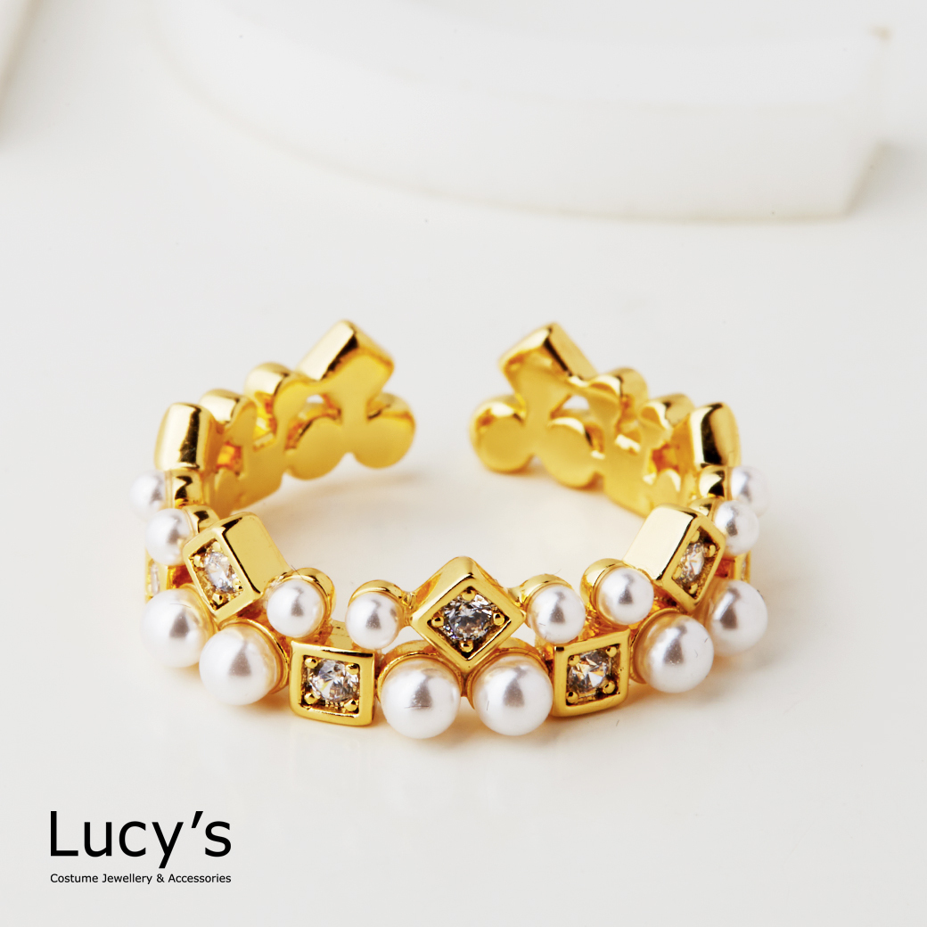 幾何珠光 開口戒 (二色) (125622/125623)