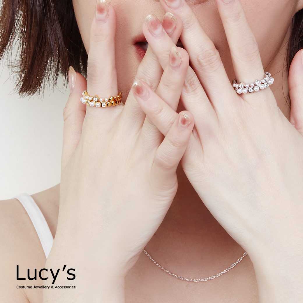 幾何珠光 開口戒 (二色) (125622/125623)