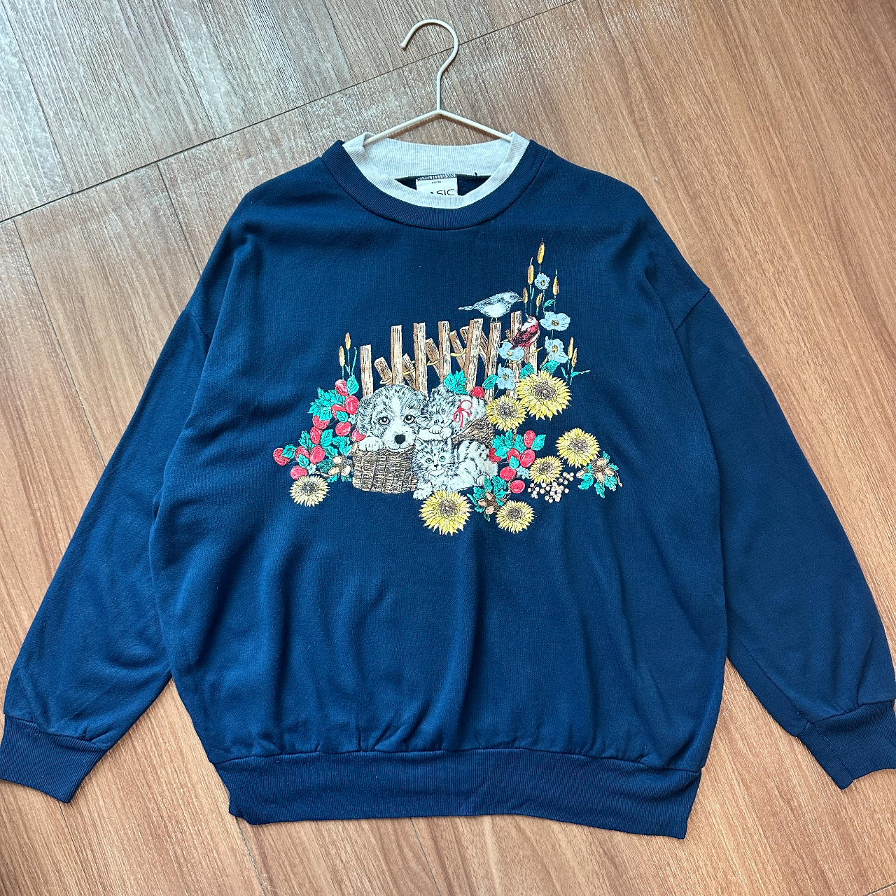 小動物與向日葵古著衞衣