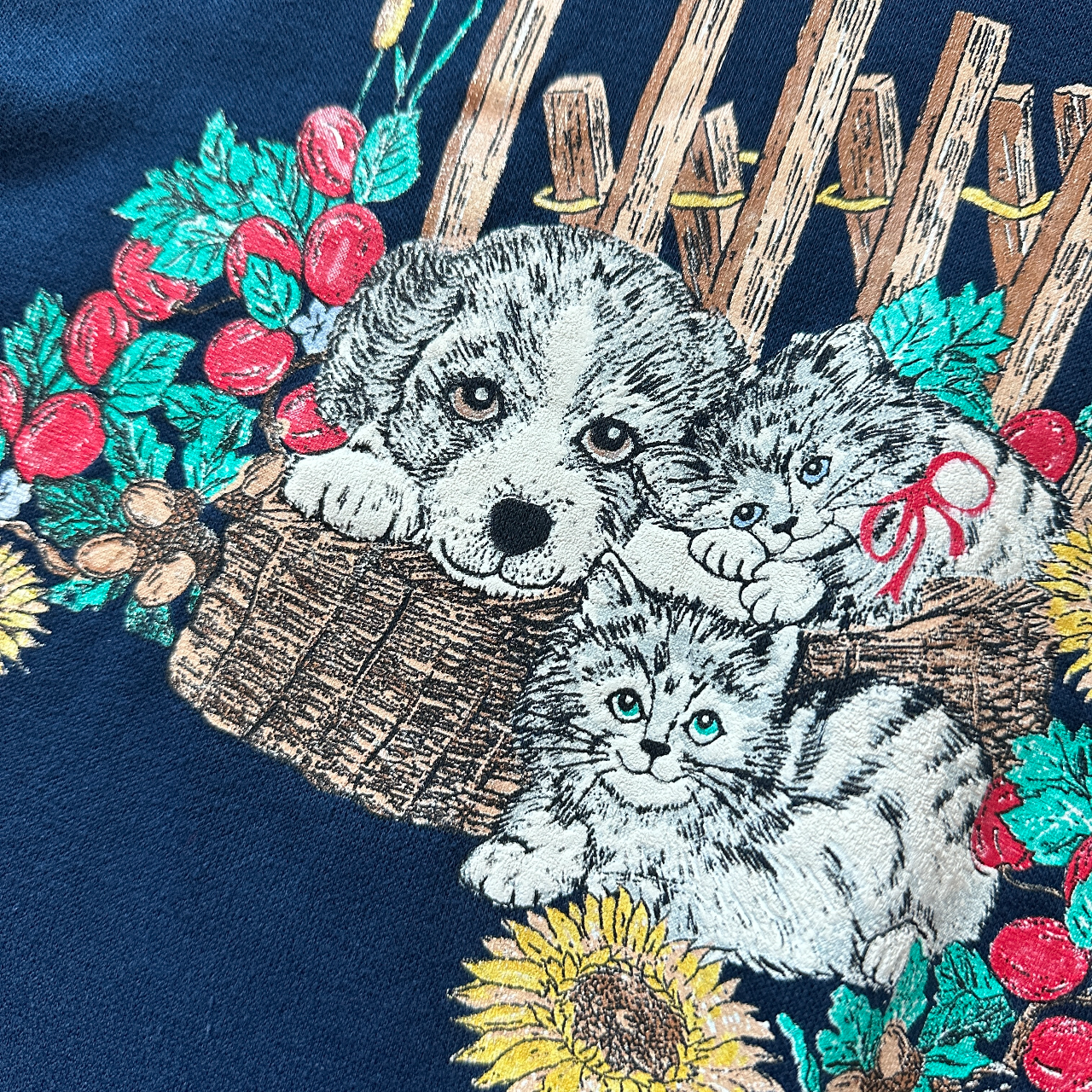 小動物與向日葵古著衞衣