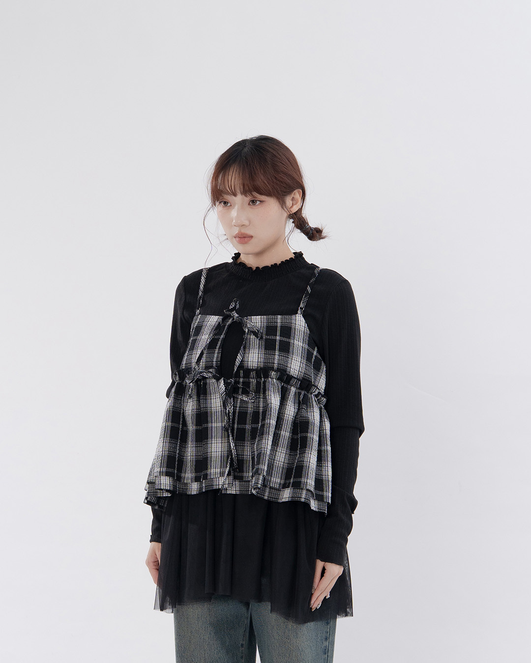 3D bubble texture plaid cover-up vest, available in two colors【01099412】in stock+pre-order