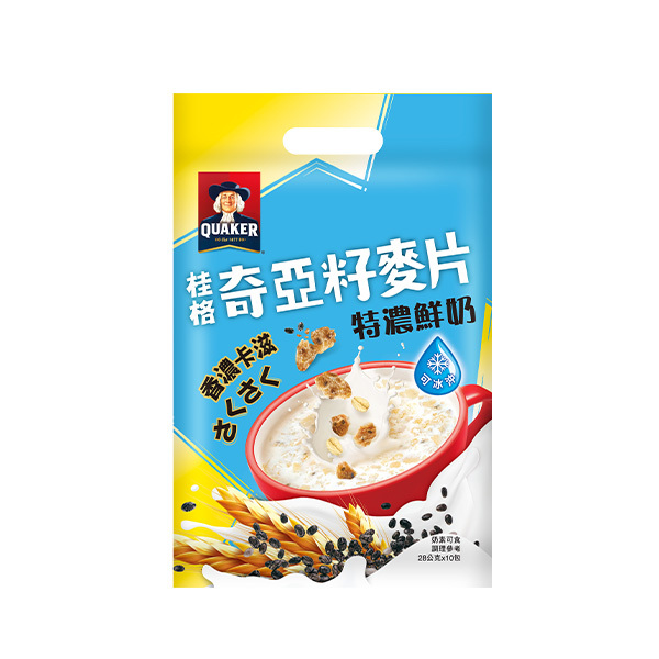 桂格 奇亞籽麥片特濃鮮奶袋裝10包[滿2件+1元多1件活動商品，請勿直接購買]