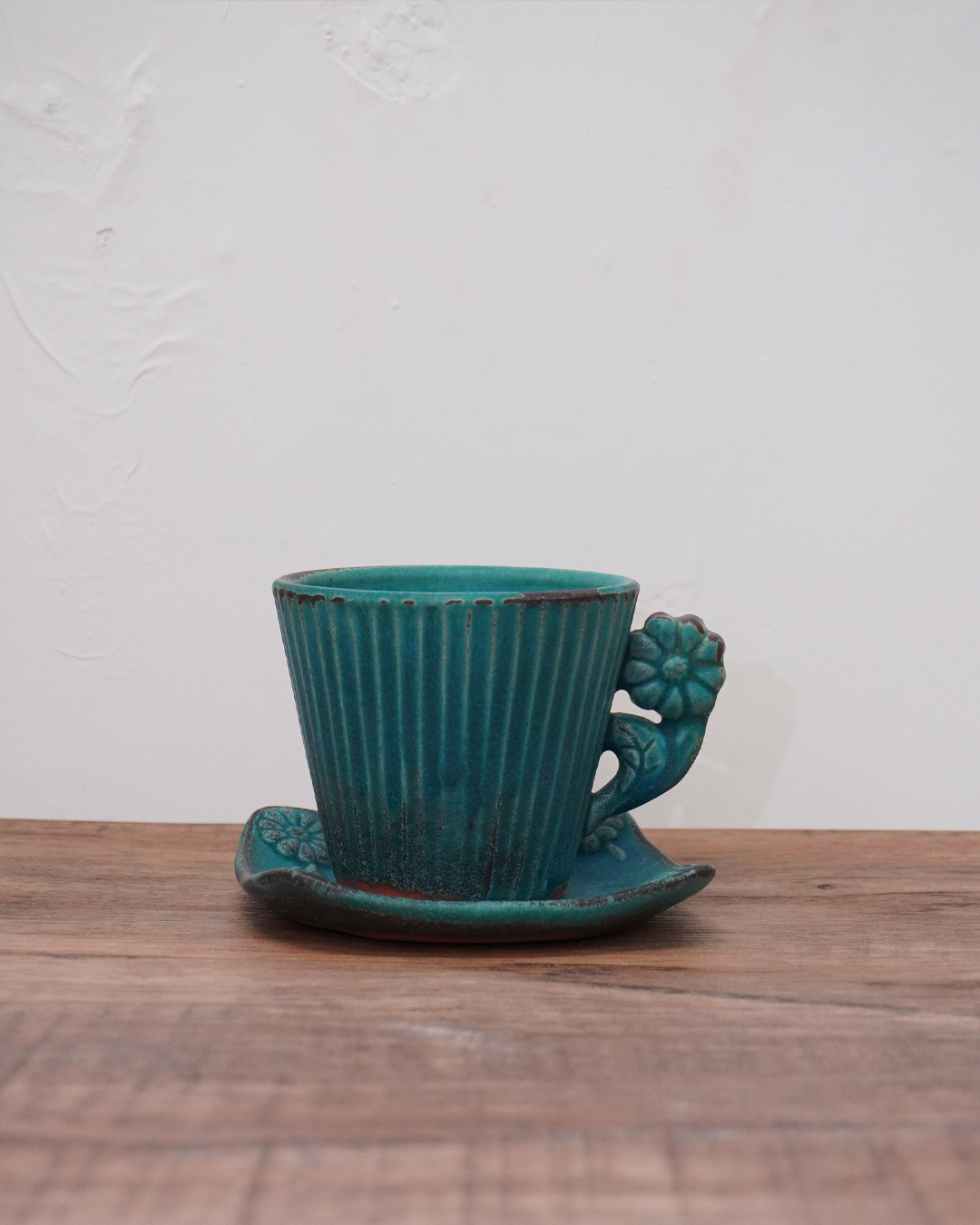 益子燒 花柄杯碟套裝 瑪格麗特｜職人 若林健吾