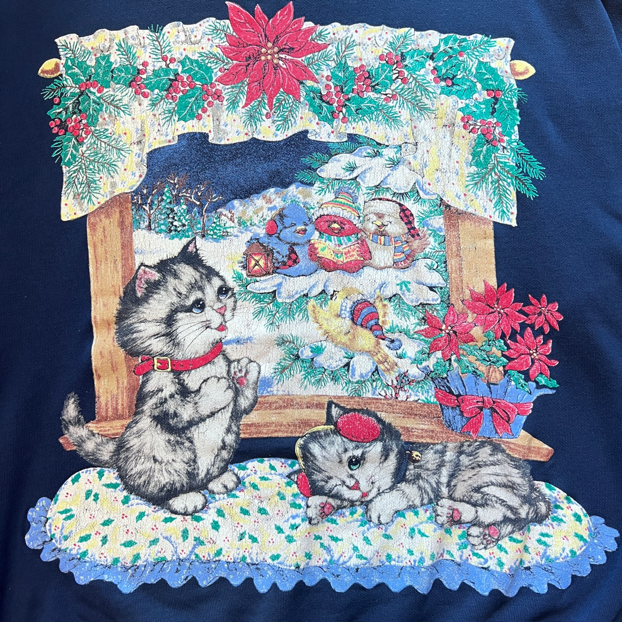 貓兒在過聖誕古著衞衣