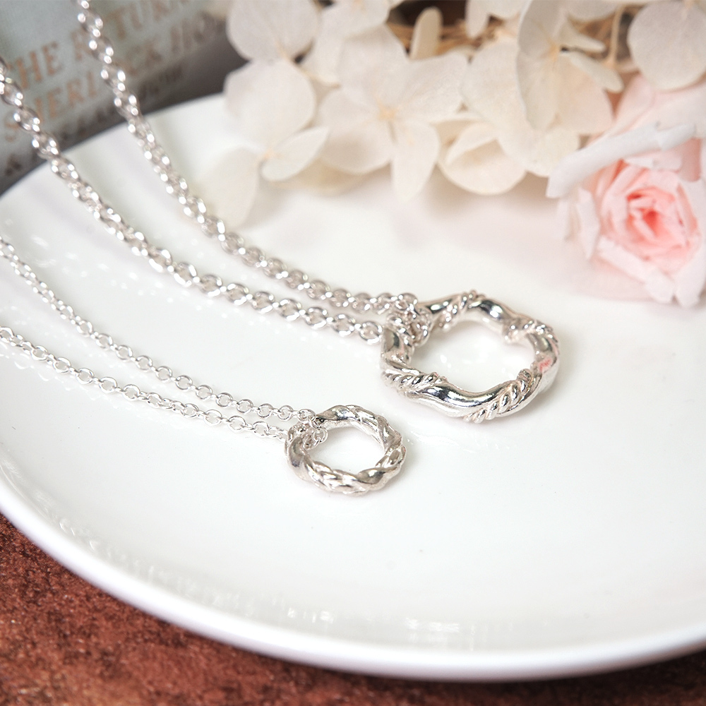 緞帶扭結情侶對鍊 925純銀 情侶項鍊
