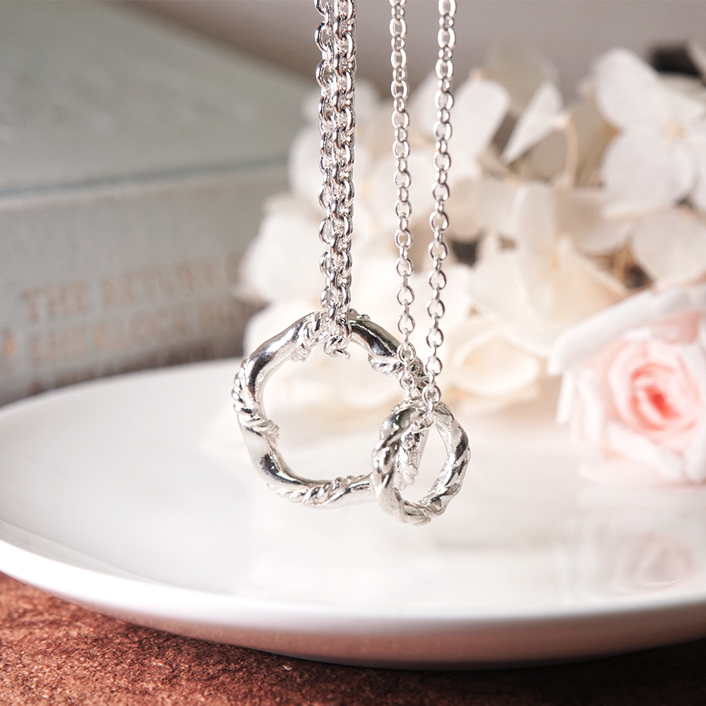 緞帶扭結情侶對鍊 925純銀 情侶項鍊