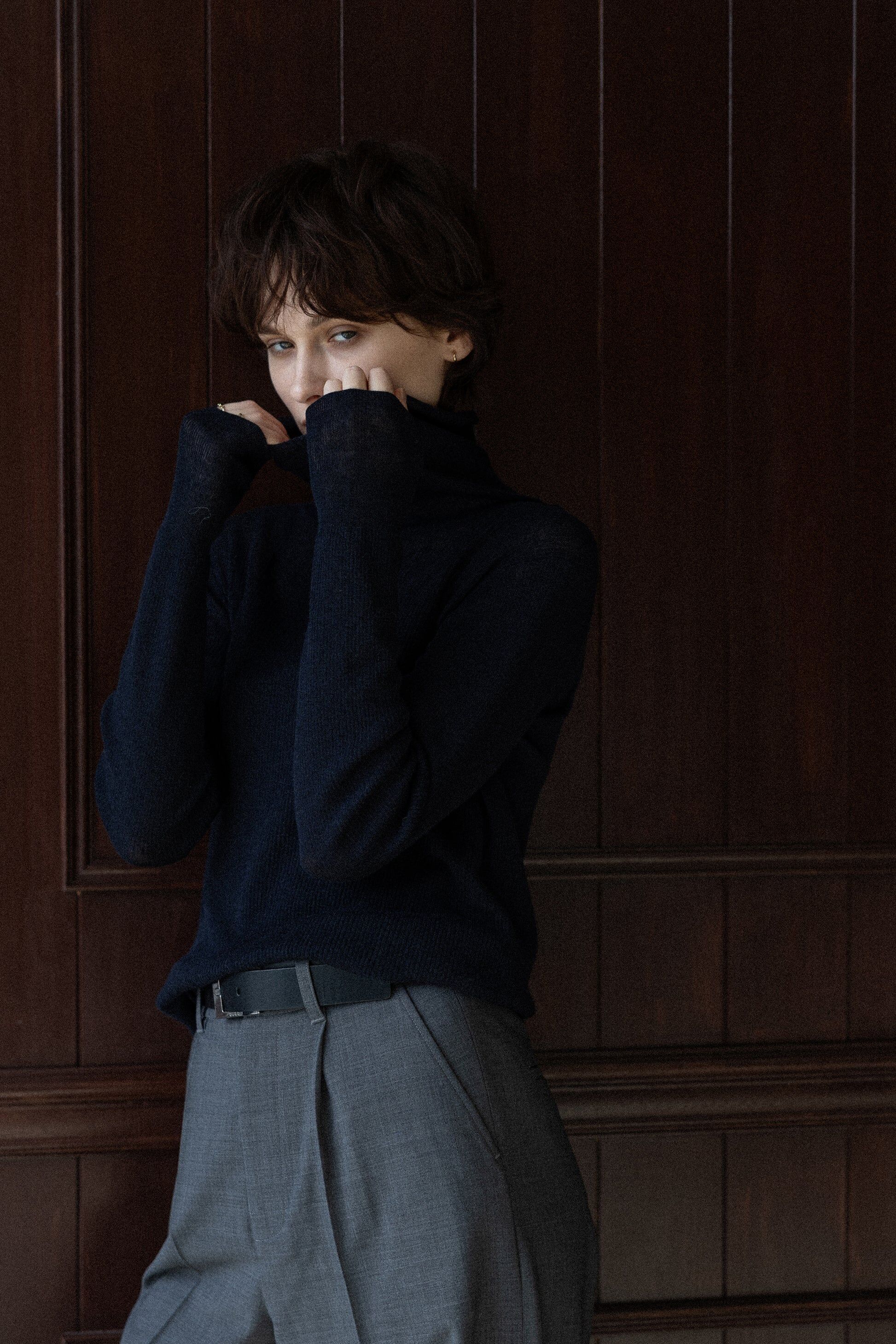 2025秋冬 高領羊毛套衫_深藍