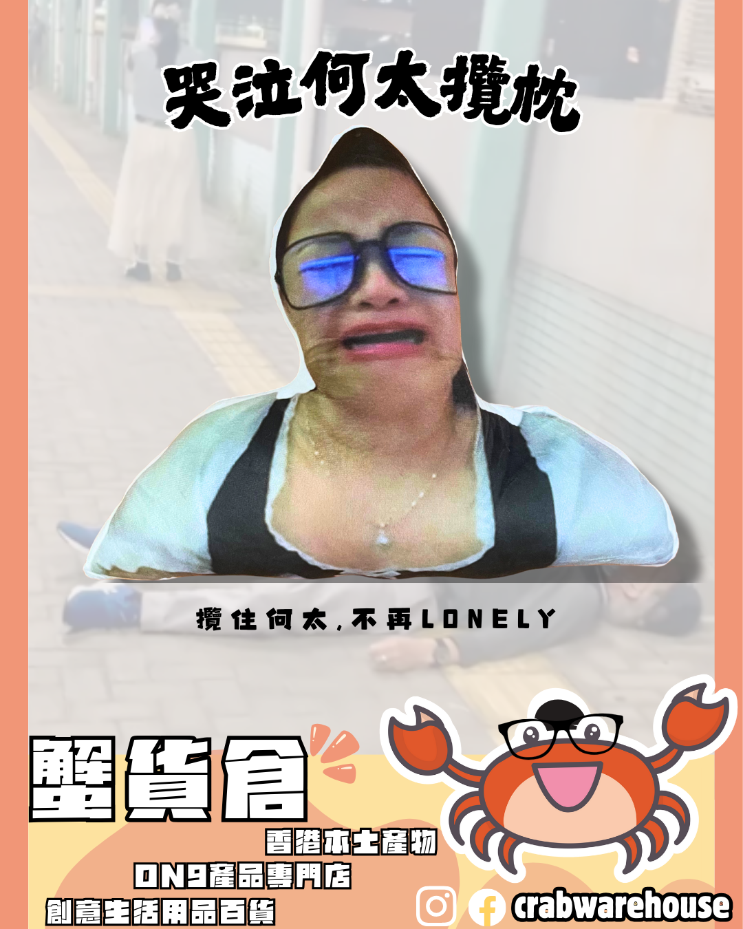 Crab 哭泣何太咕𠱸| 河馬辦公坐墊| 粉絲寶寶最愛| 香港製造| 聖誕禮物 交換禮物