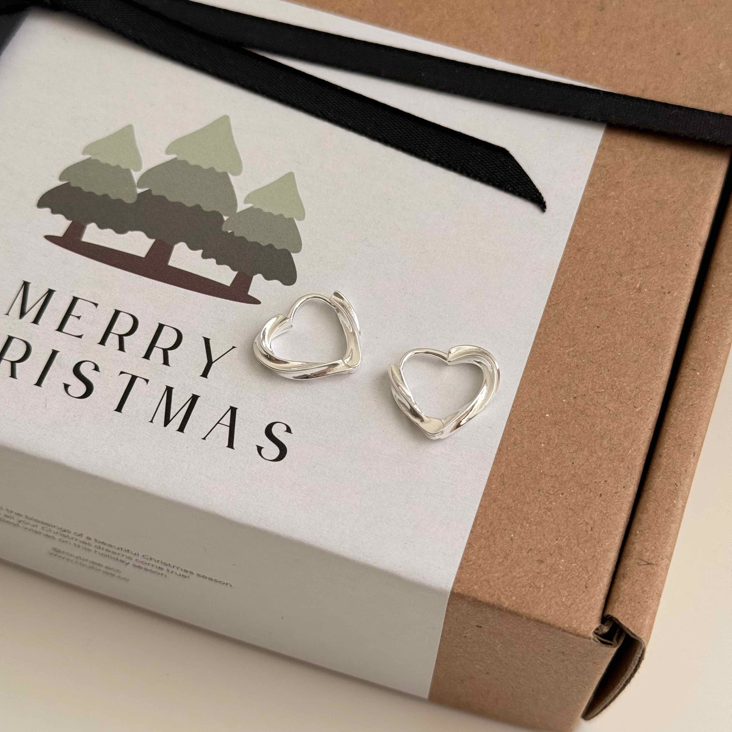 🇰🇷925 silver 時髦流線愛心易扣耳環