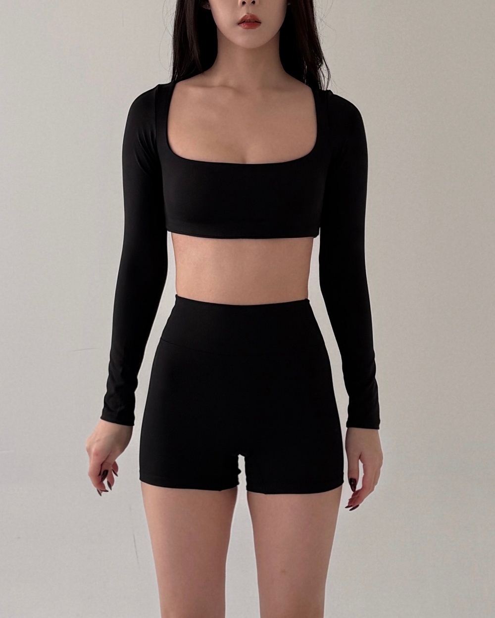 Madison set 歐美方領翹臀套裝 / 黑色