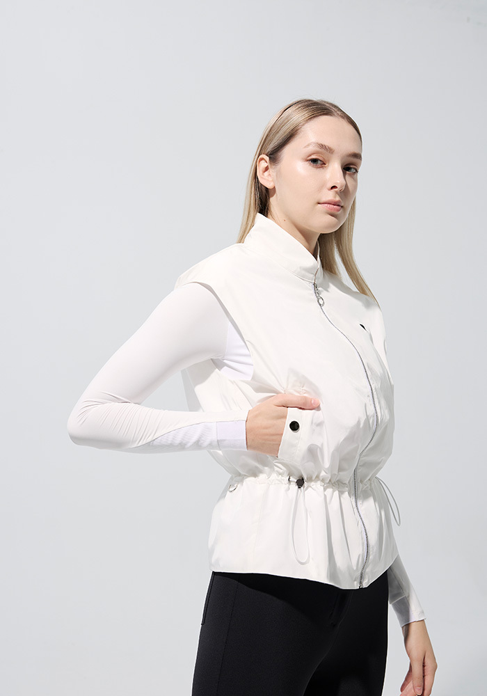 立領保暖高球背心-光白