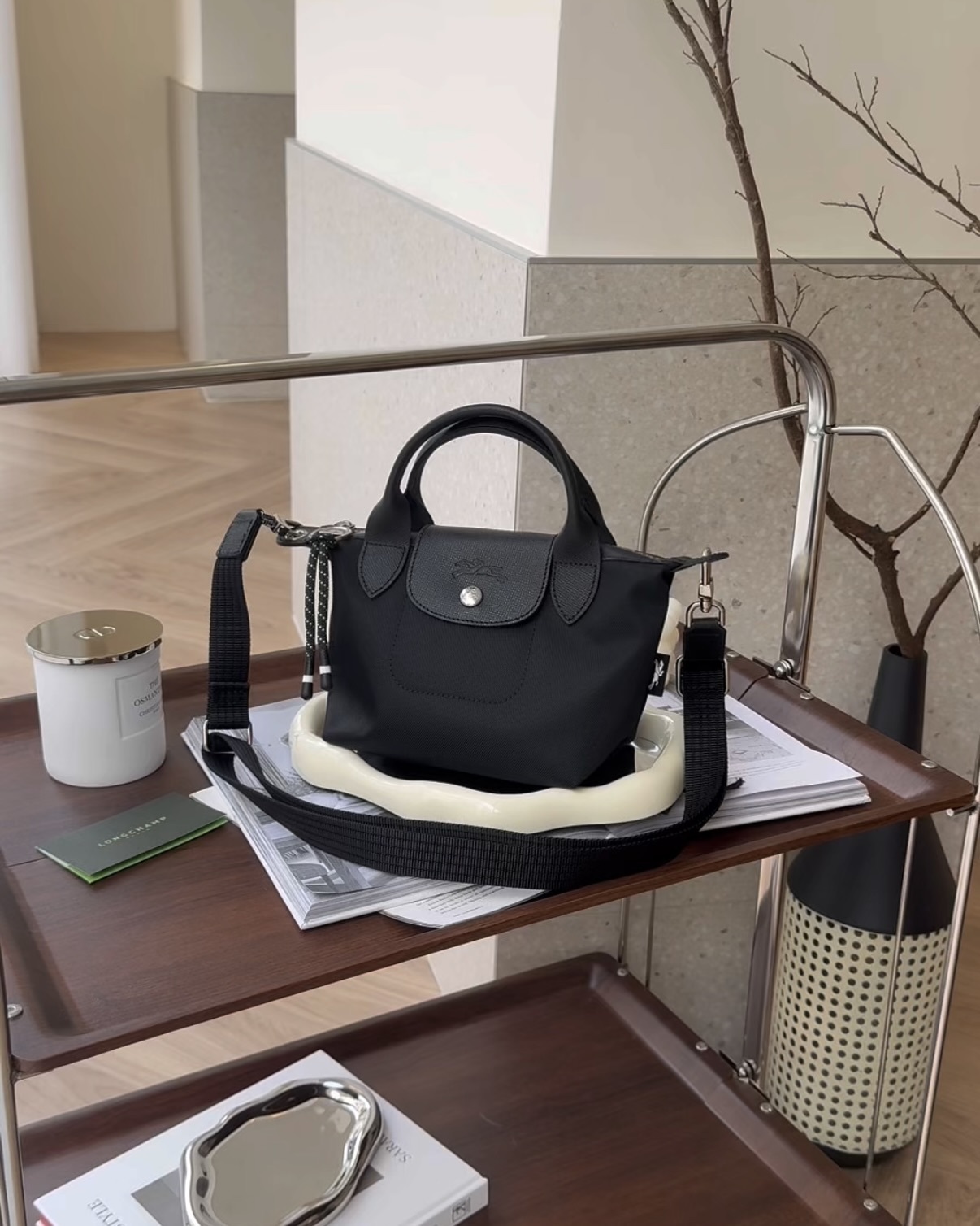 LONGCHAMP｜ENERGY 迷你手提斜跨包 黑色