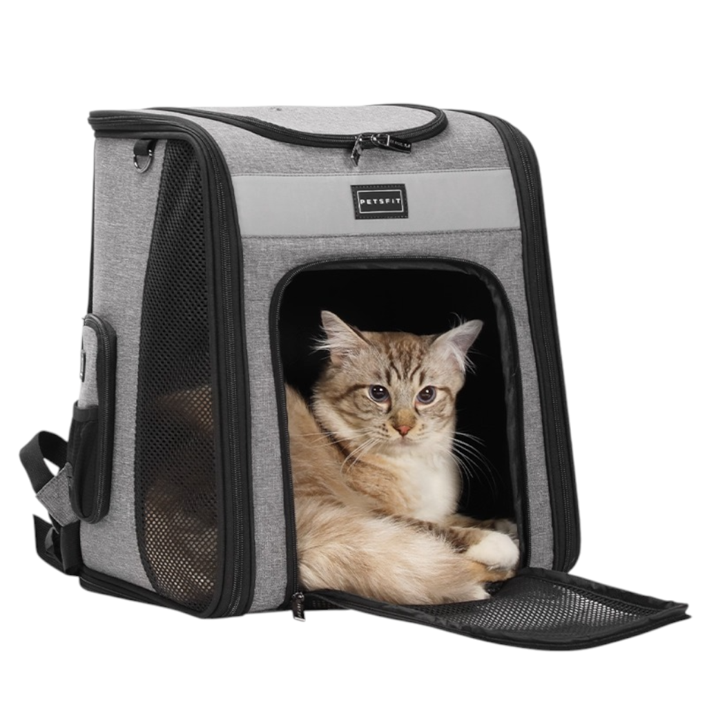 Petsfit 大容量雙肩寵物背包 (麻灰色)