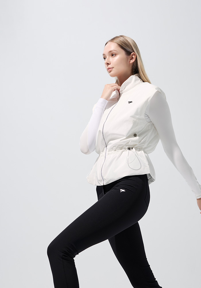 立領保暖高球背心-光白