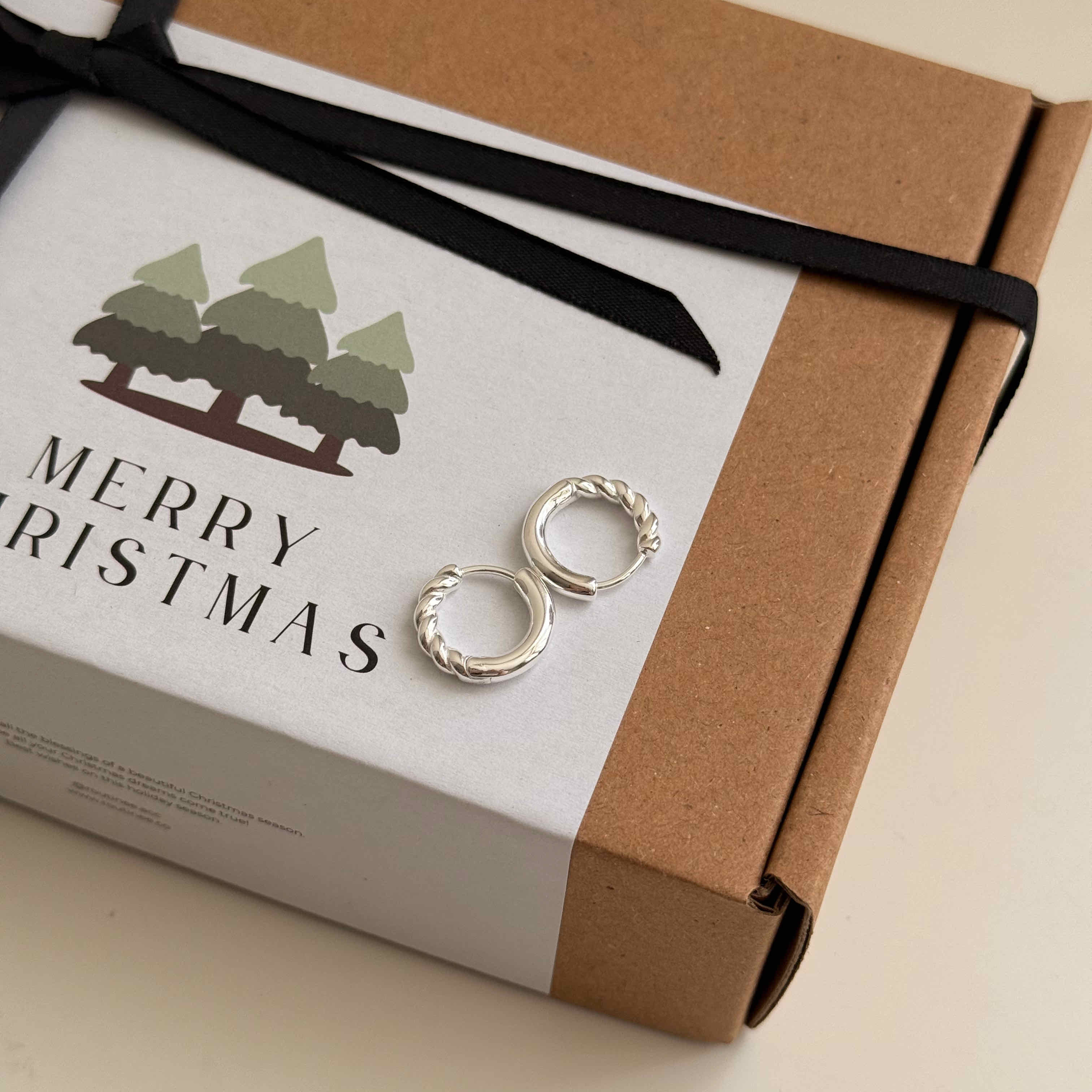 🇰🇷925 silver 麻花捲厚磅易扣耳環