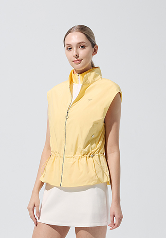 立領保暖高球背心-奶油黃