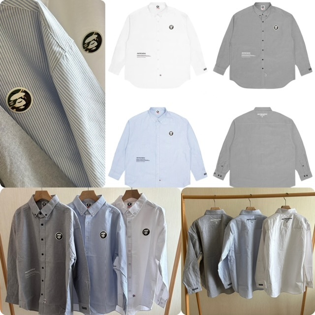 Aap*e 猿人刺繡小Logo長袖恤衫- 2502750