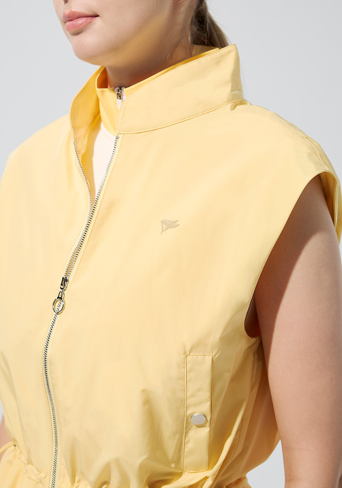 立領保暖高球背心-奶油黃