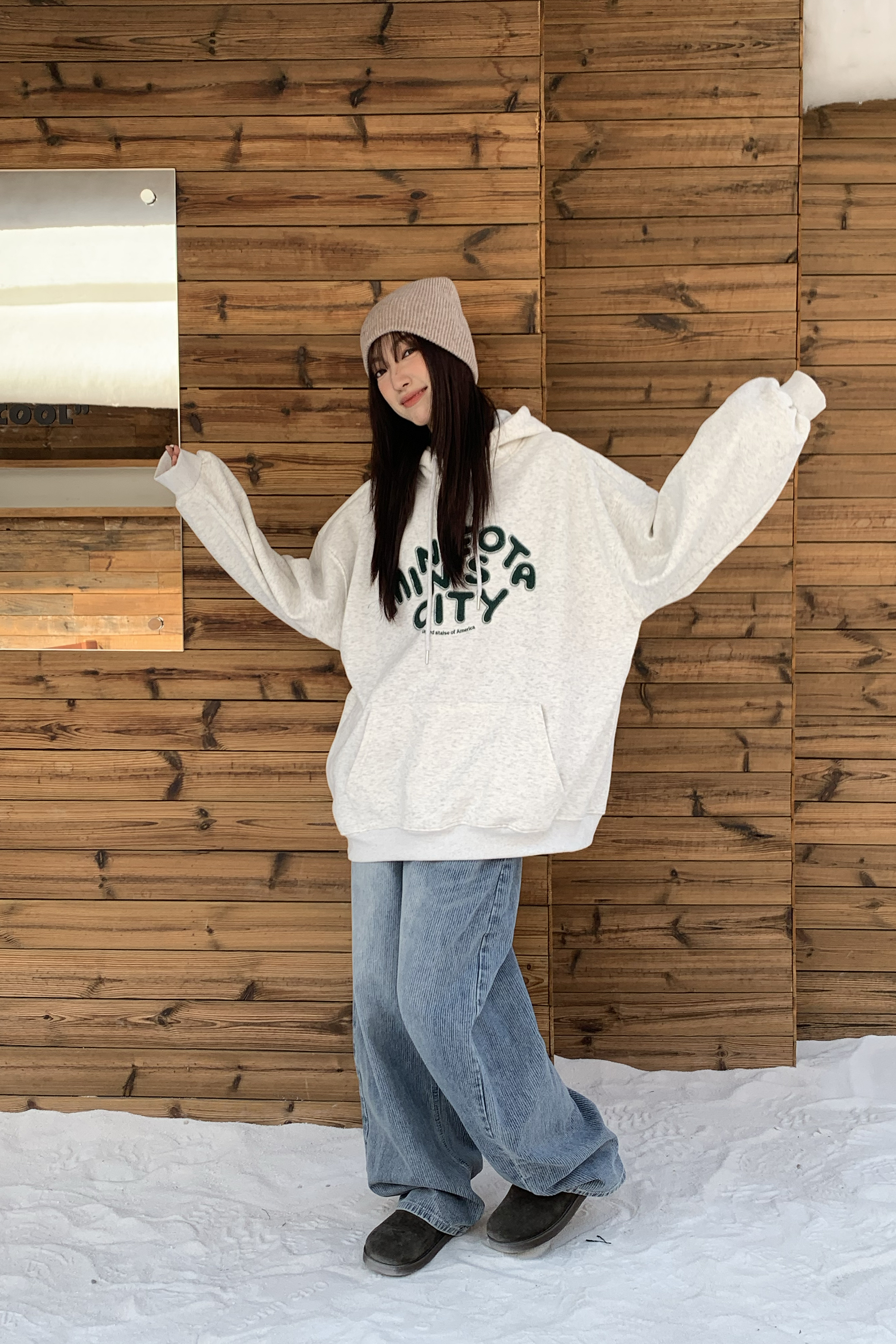 Last Month｜毛字母內刷毛帽t 4色