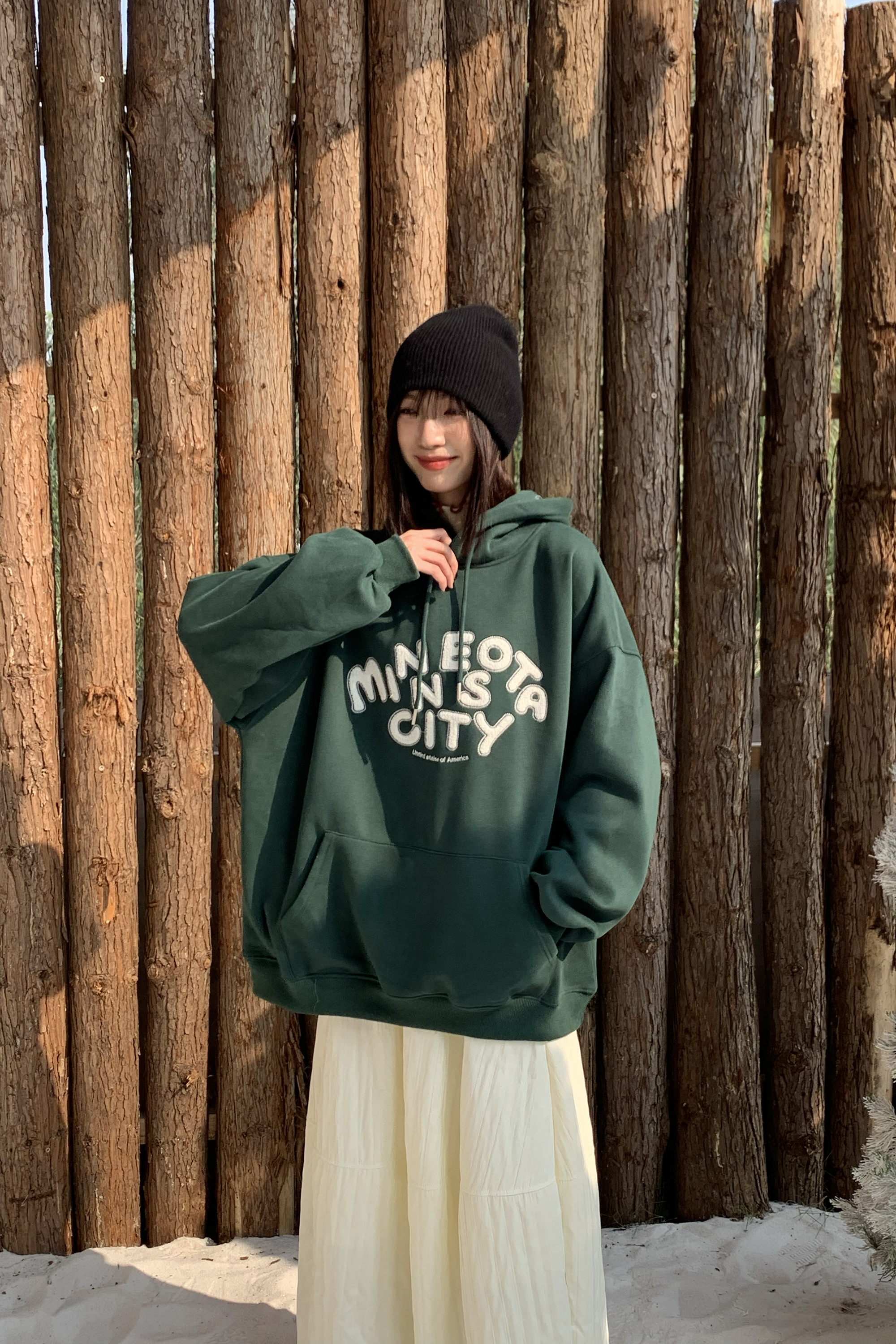 Last Month｜毛字母內刷毛帽t 4色