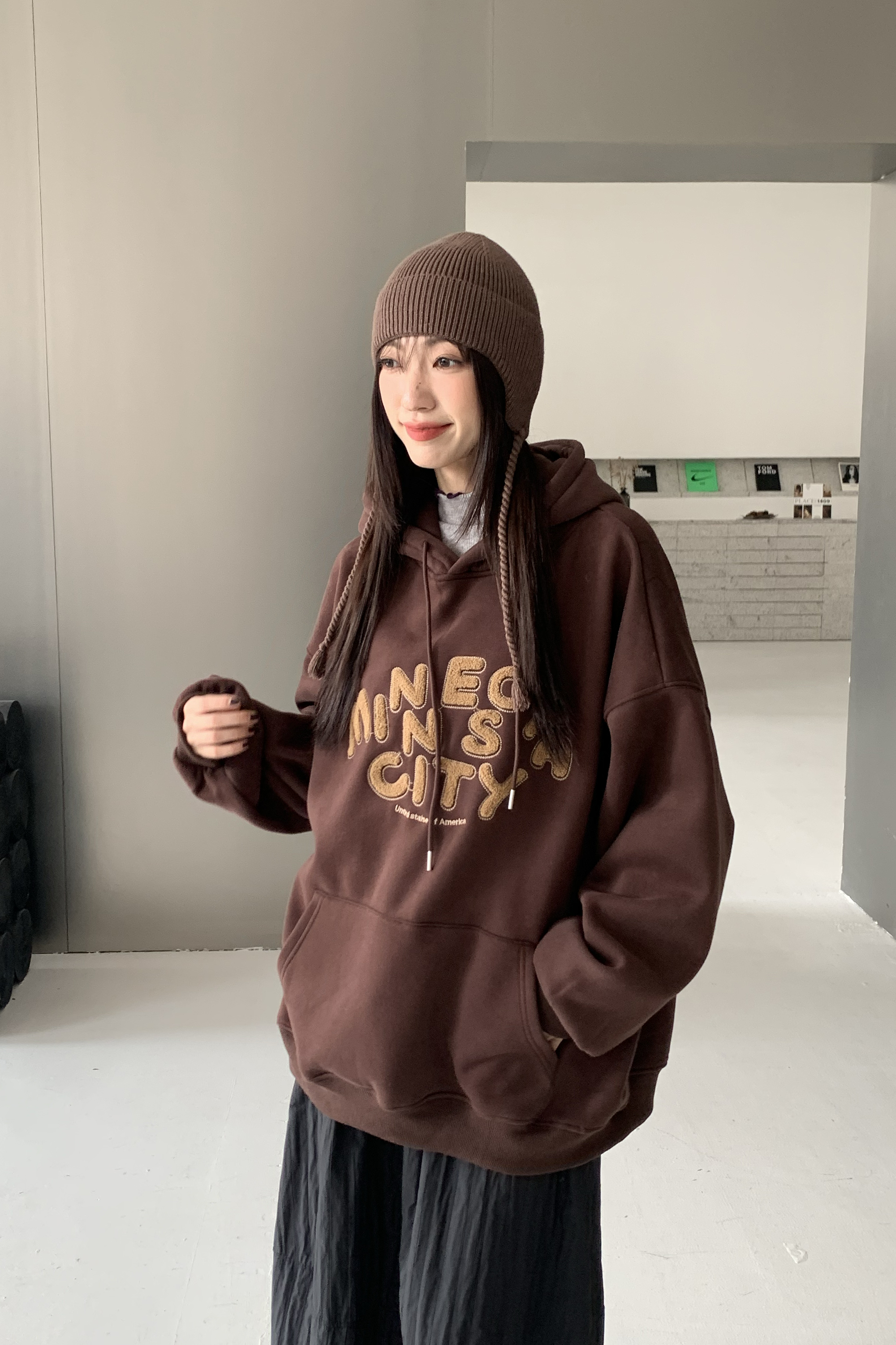 Last Month｜毛字母內刷毛帽t 4色