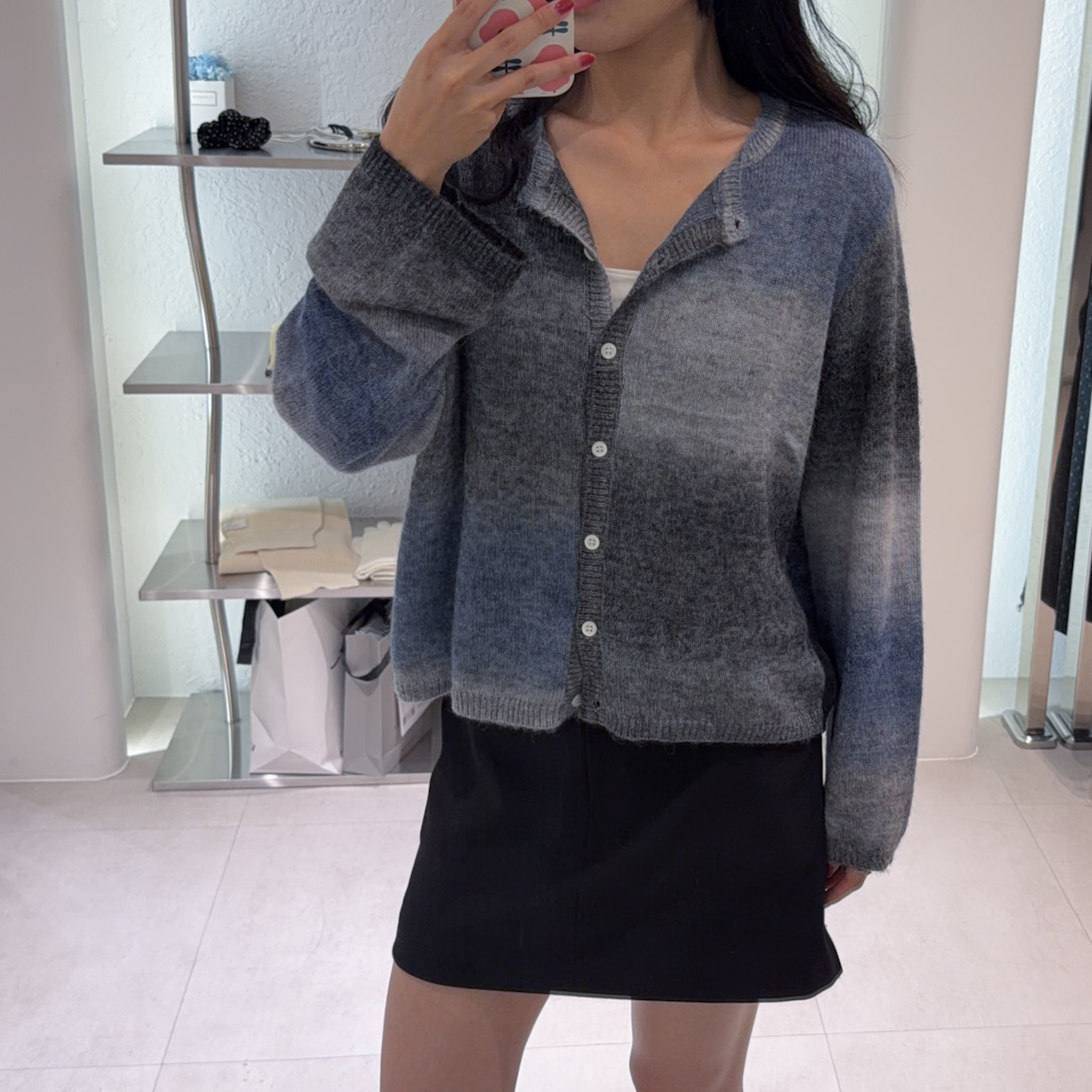 DE07薄款混色羊毛針織外(星空藍)