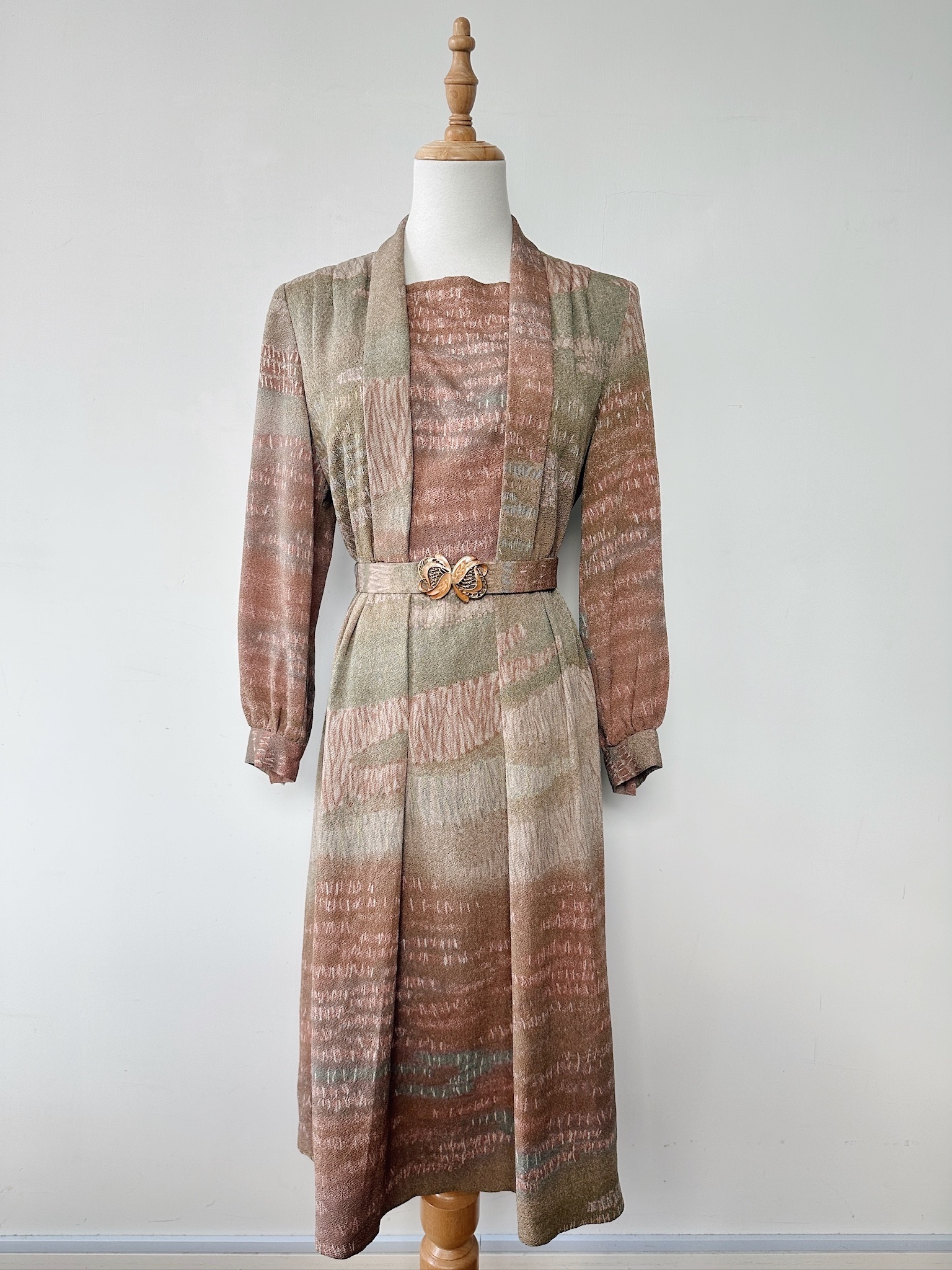 沙丘色風景畫和服布古著連身裙