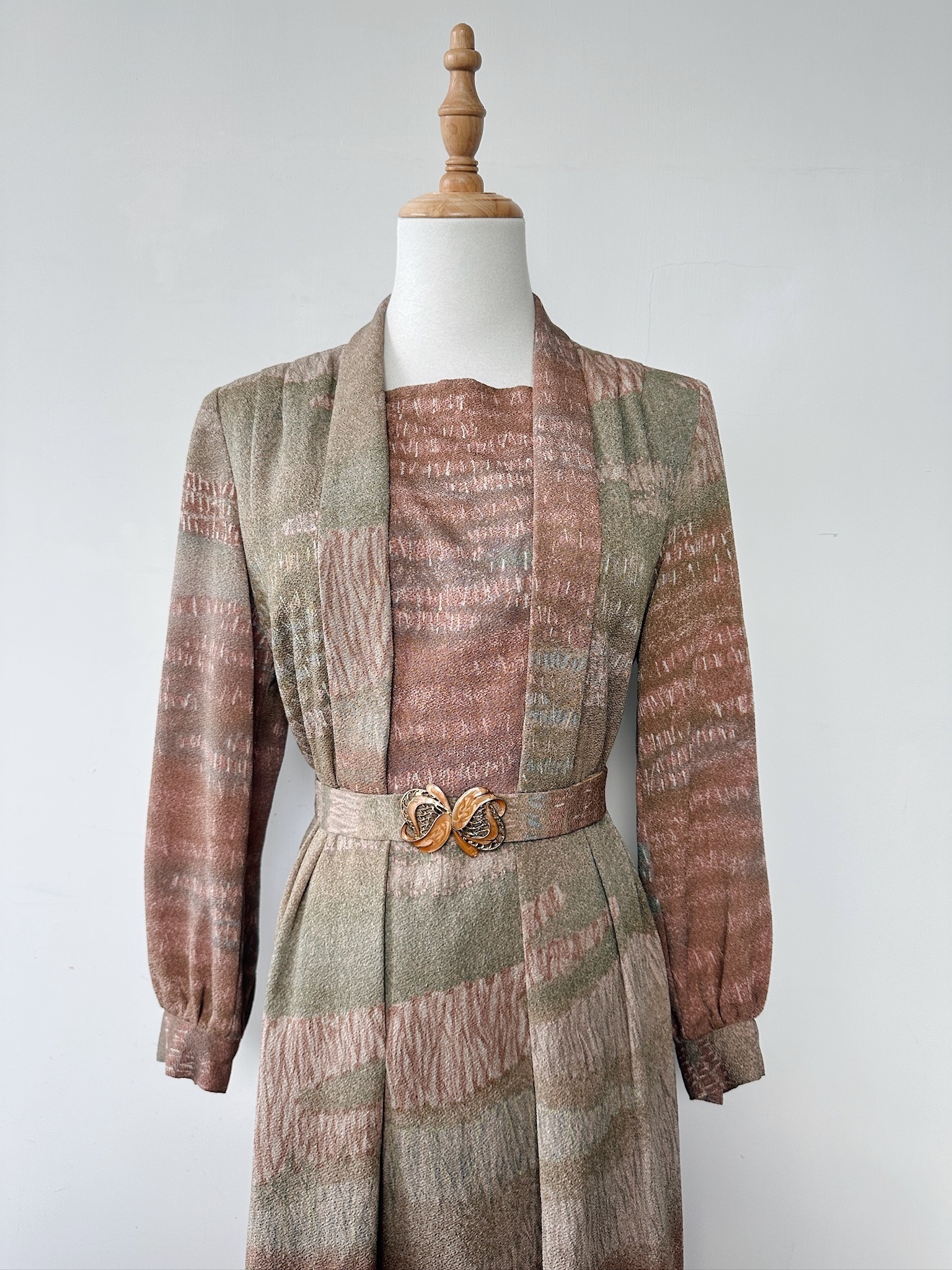 沙丘色風景畫和服布古著連身裙