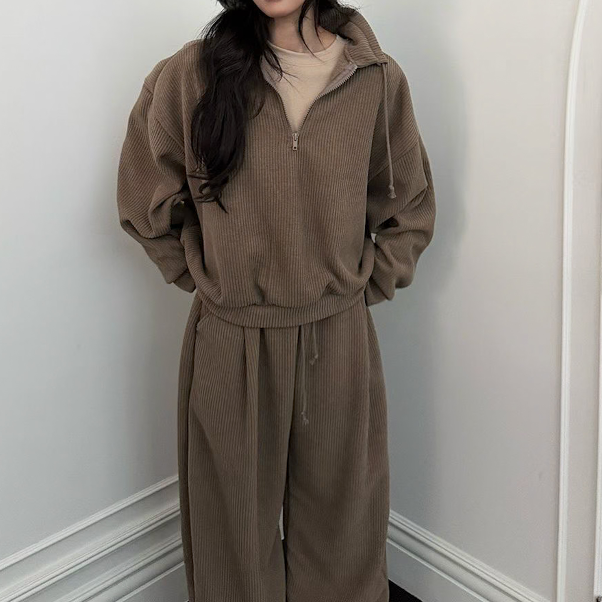 DE10舒服寬鬆休閒套裝(泰迪咖)