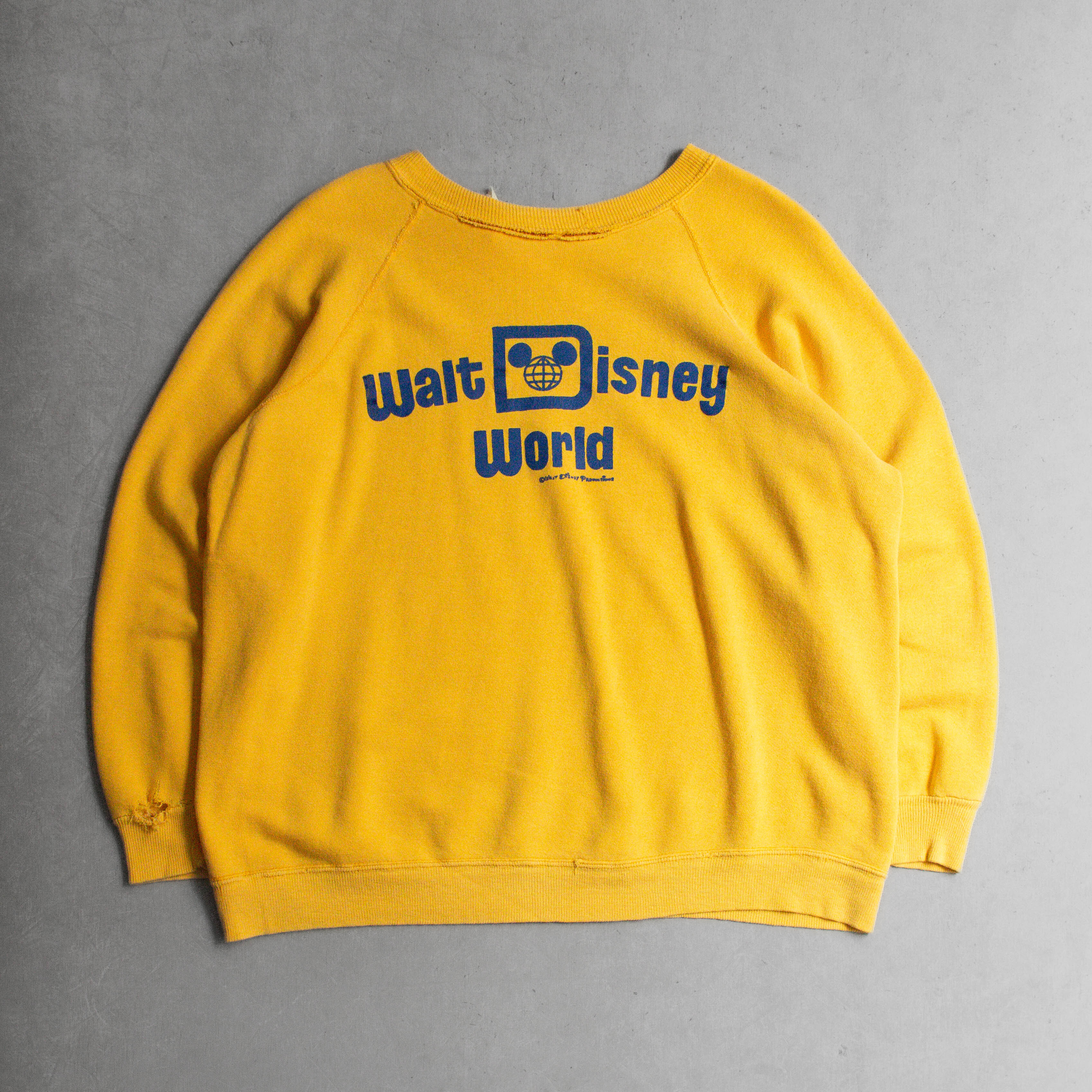 70S VINTAGE DISNEY SWEATSHIRT 美國製 迪士尼世界 黃色 大學T