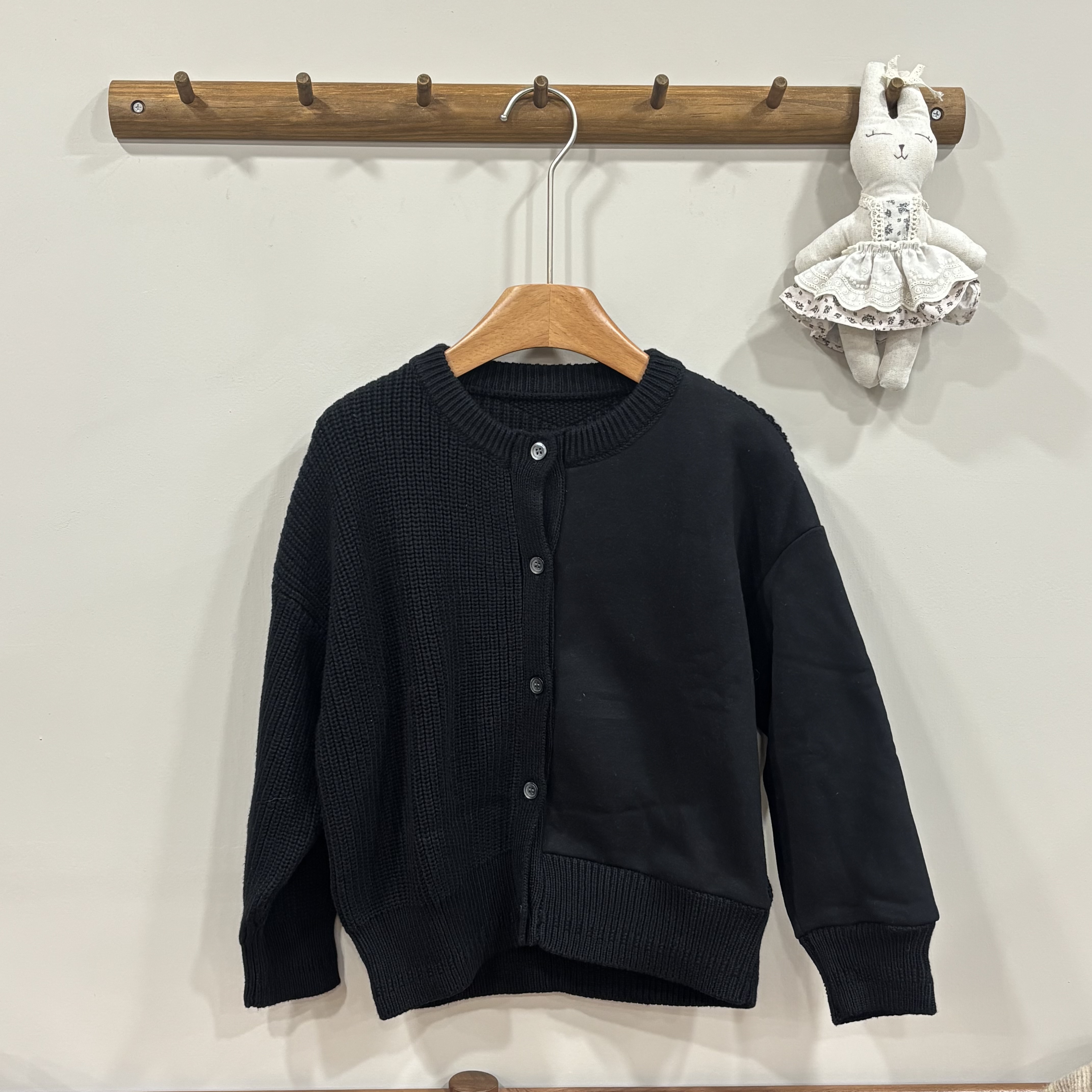 S00019設計款針織拼接棉外套