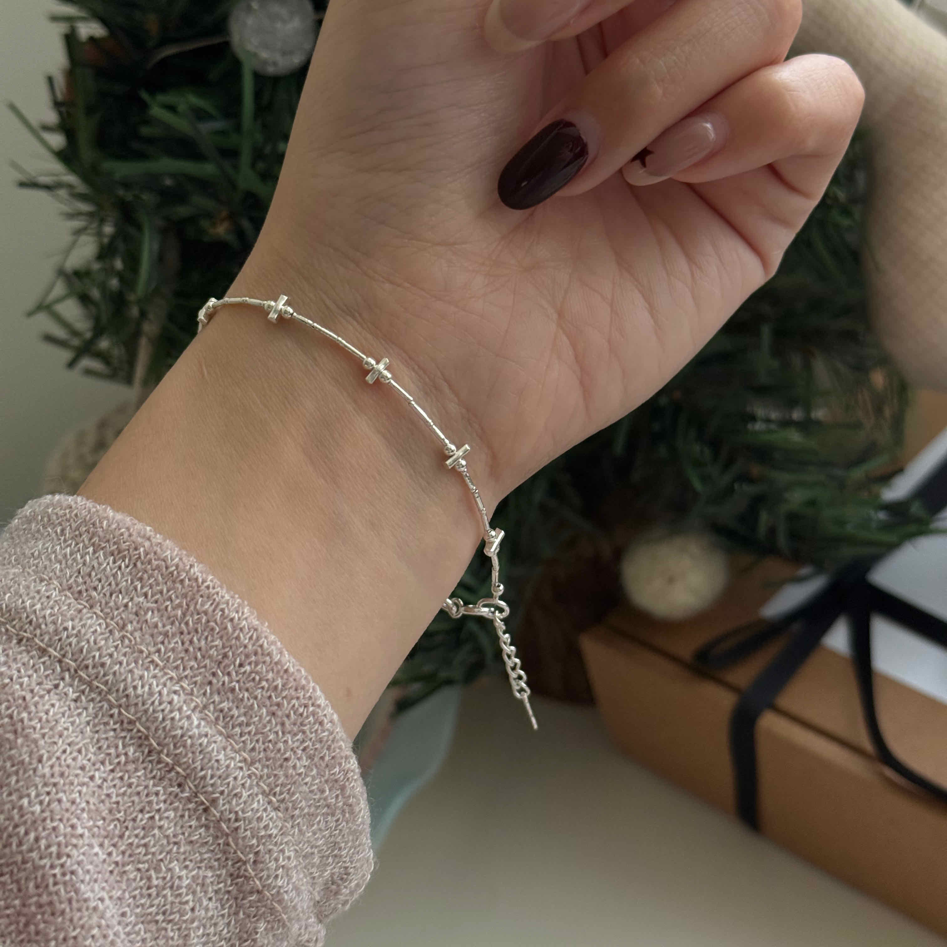🇰🇷925 silver 森林系銀條手鍊