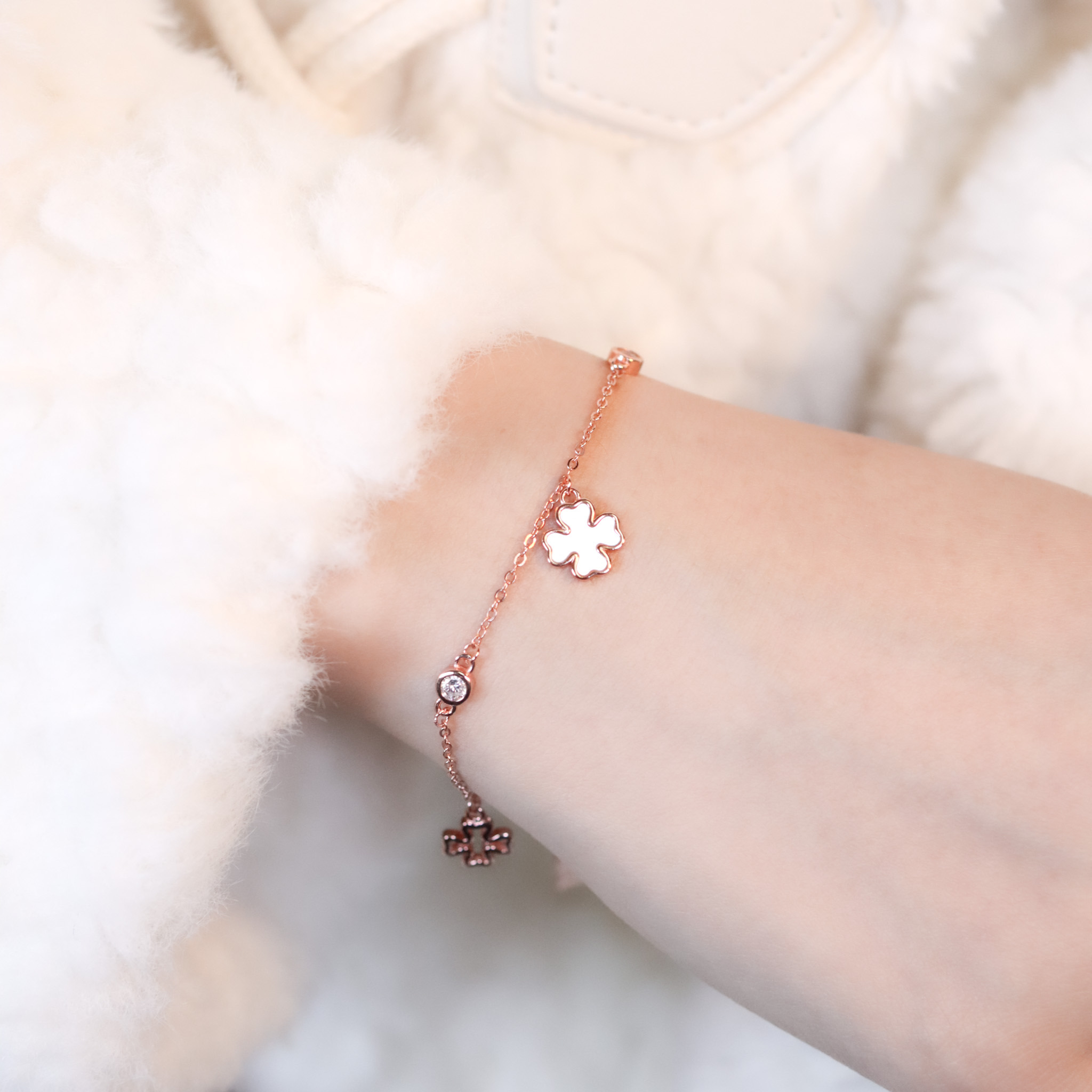 | 925純銀・ 厚鍍玫瑰金 | 純潔幸福手鏈 | BR1463 |