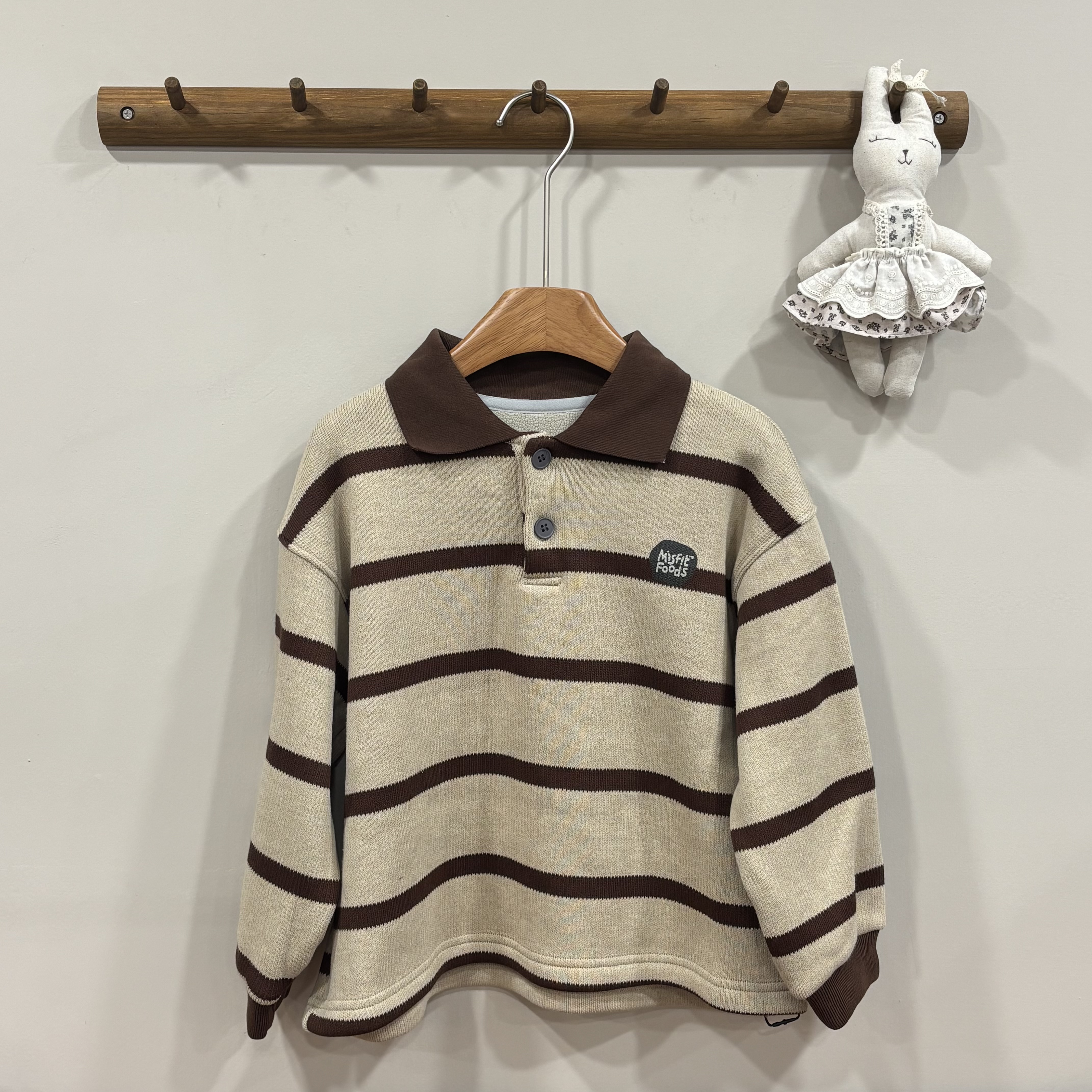 A03638內刷毛條紋Polo衫