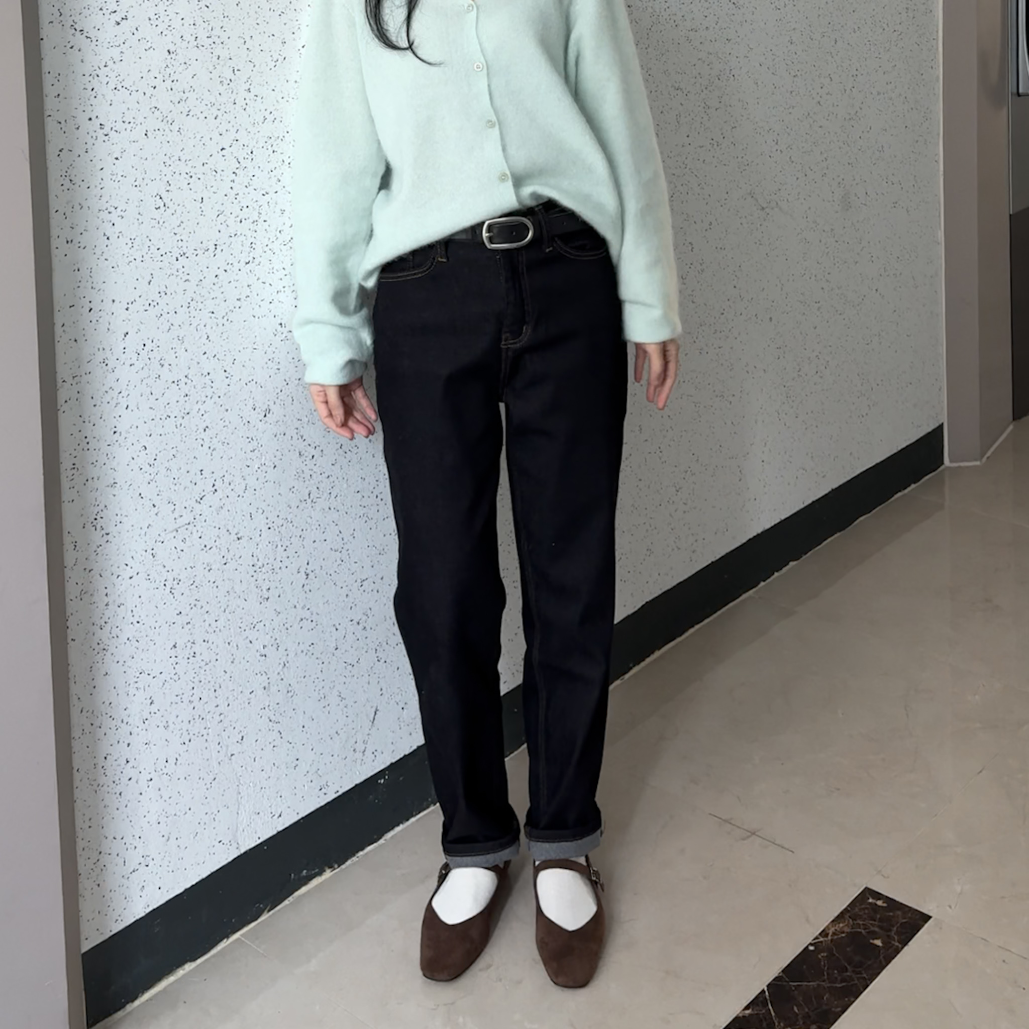 DE12內磨毛微彈牛仔原色小鳥腳褲(S/M/L)