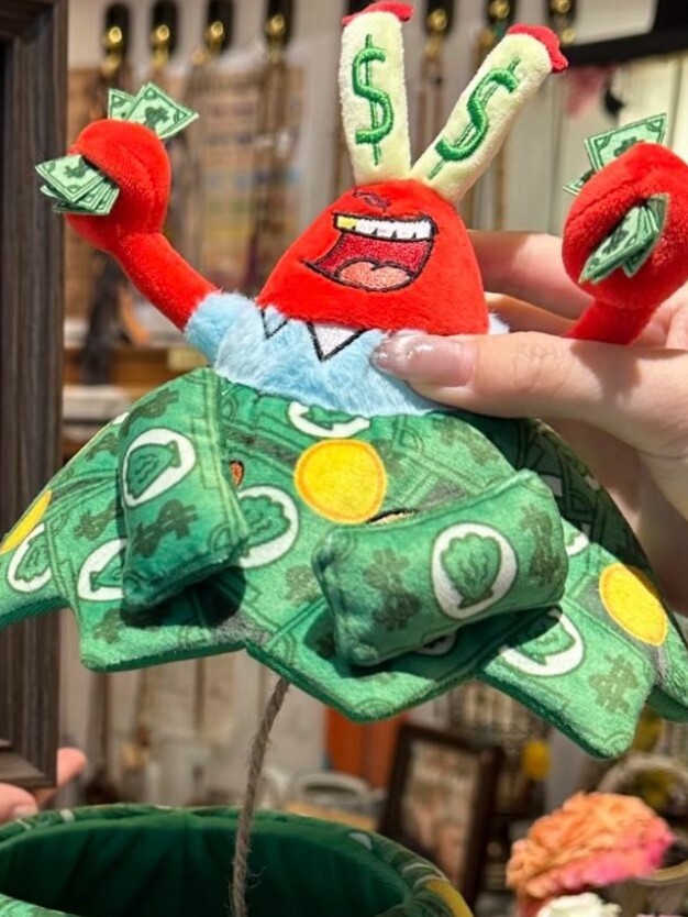 正版 海綿寶寶 蟹老闆 許願發財樹 毛絨擺件