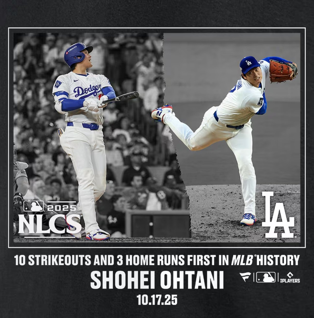 MLB短袖 Shohei Ohtani 洛杉磯道奇 季後賽高光時刻 國聯冠軍賽 第四戰 3轟10三振 Fanatics Tee 棉質 短袖 全新