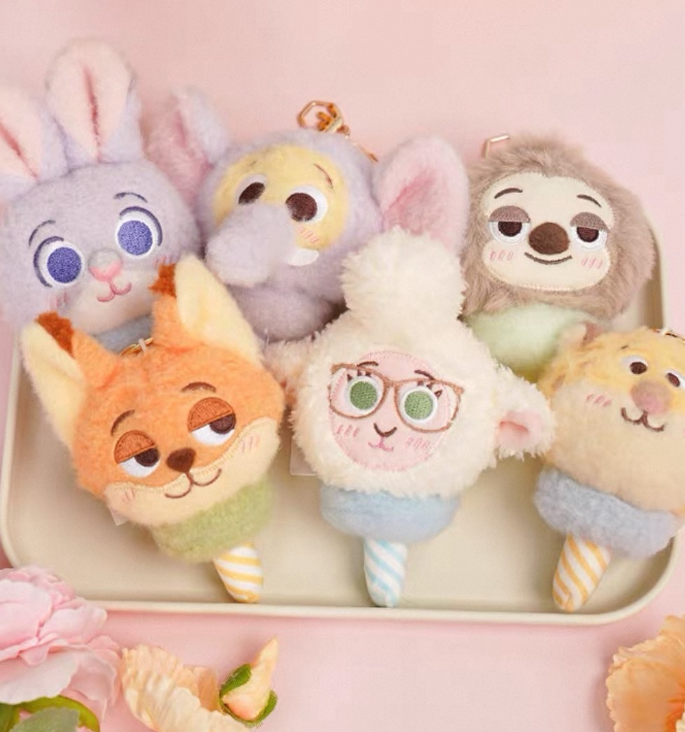 正版授權 動物方城市 棉花糖造型 毛絨吊飾