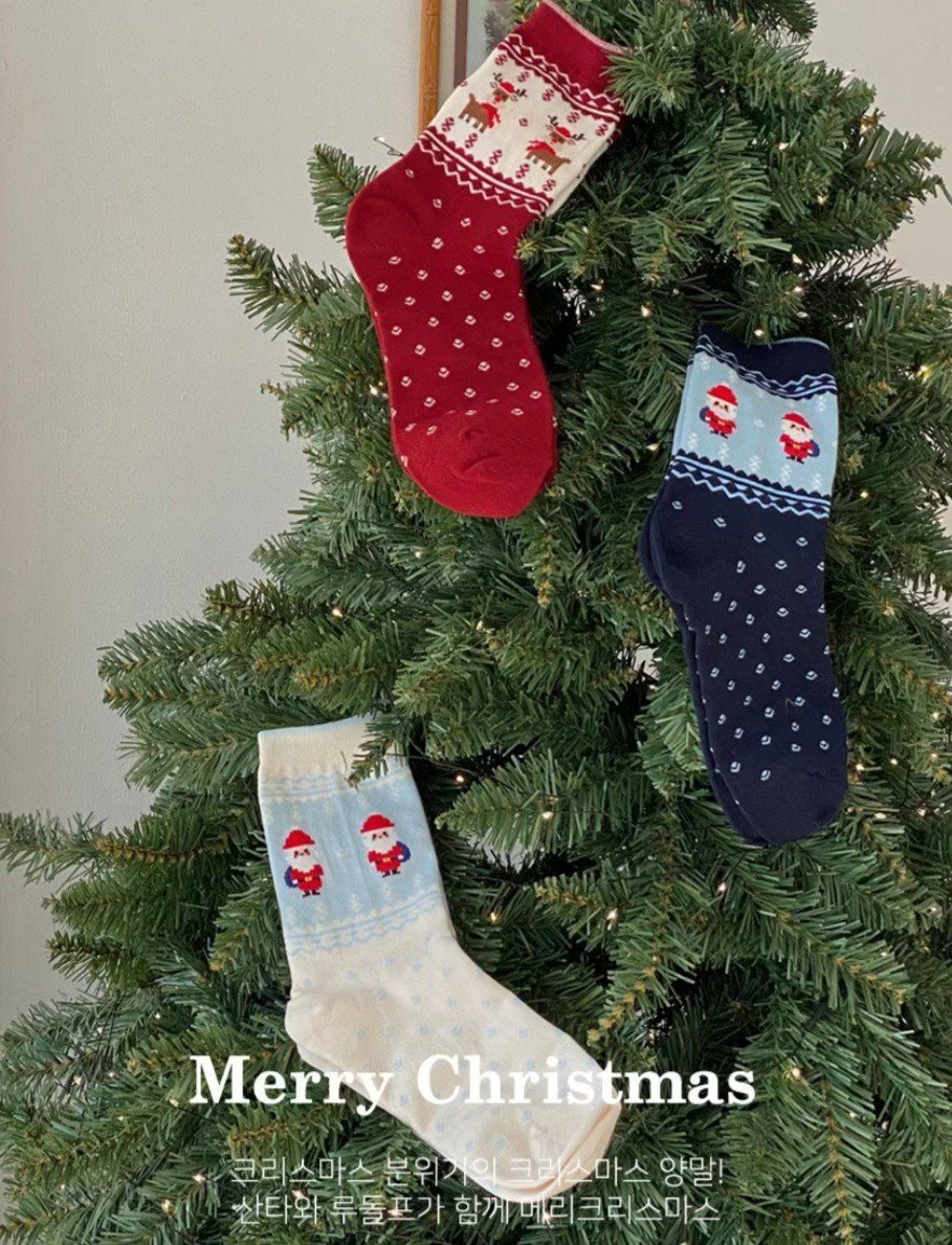 CT5302 聖誕拼色點點襪（一盒3對）