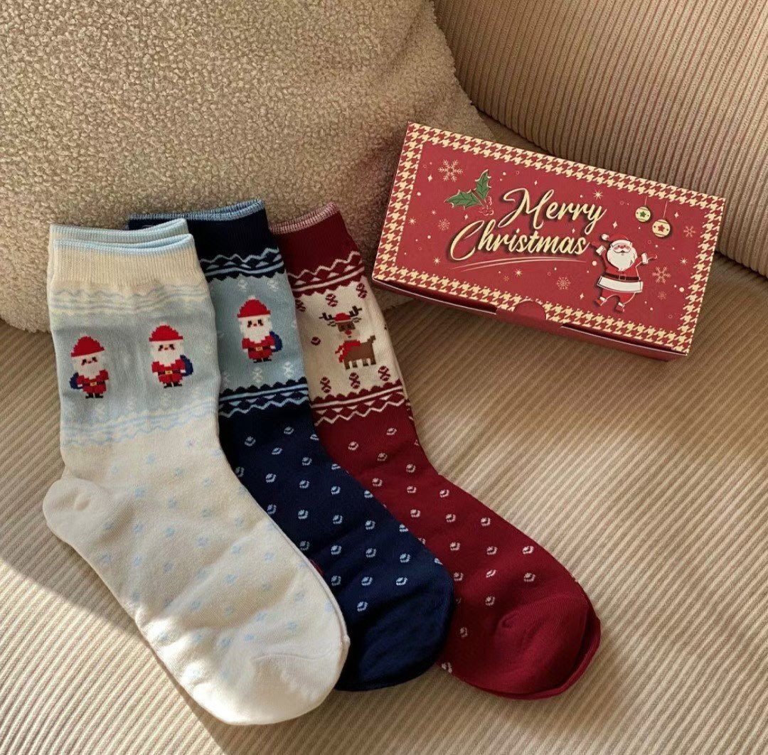 CT5302 聖誕拼色點點襪（一盒3對）