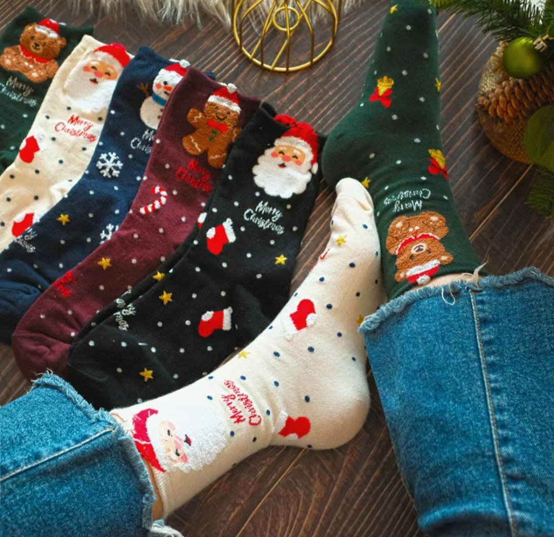 CT5304 聖誕拼色波點長襪 (任選5對$75/ 任選10對 $138)