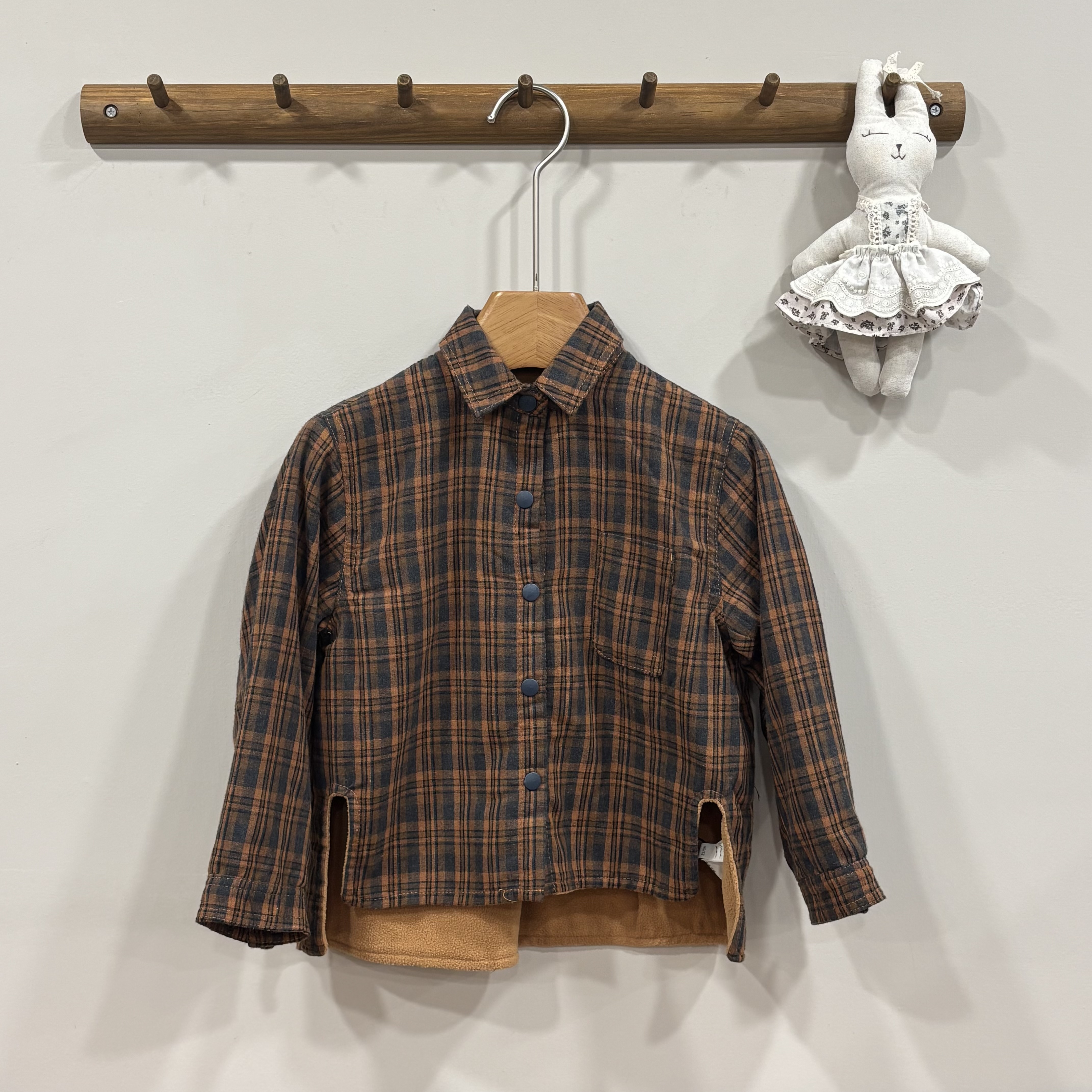 A03596磨毛格紋襯衫