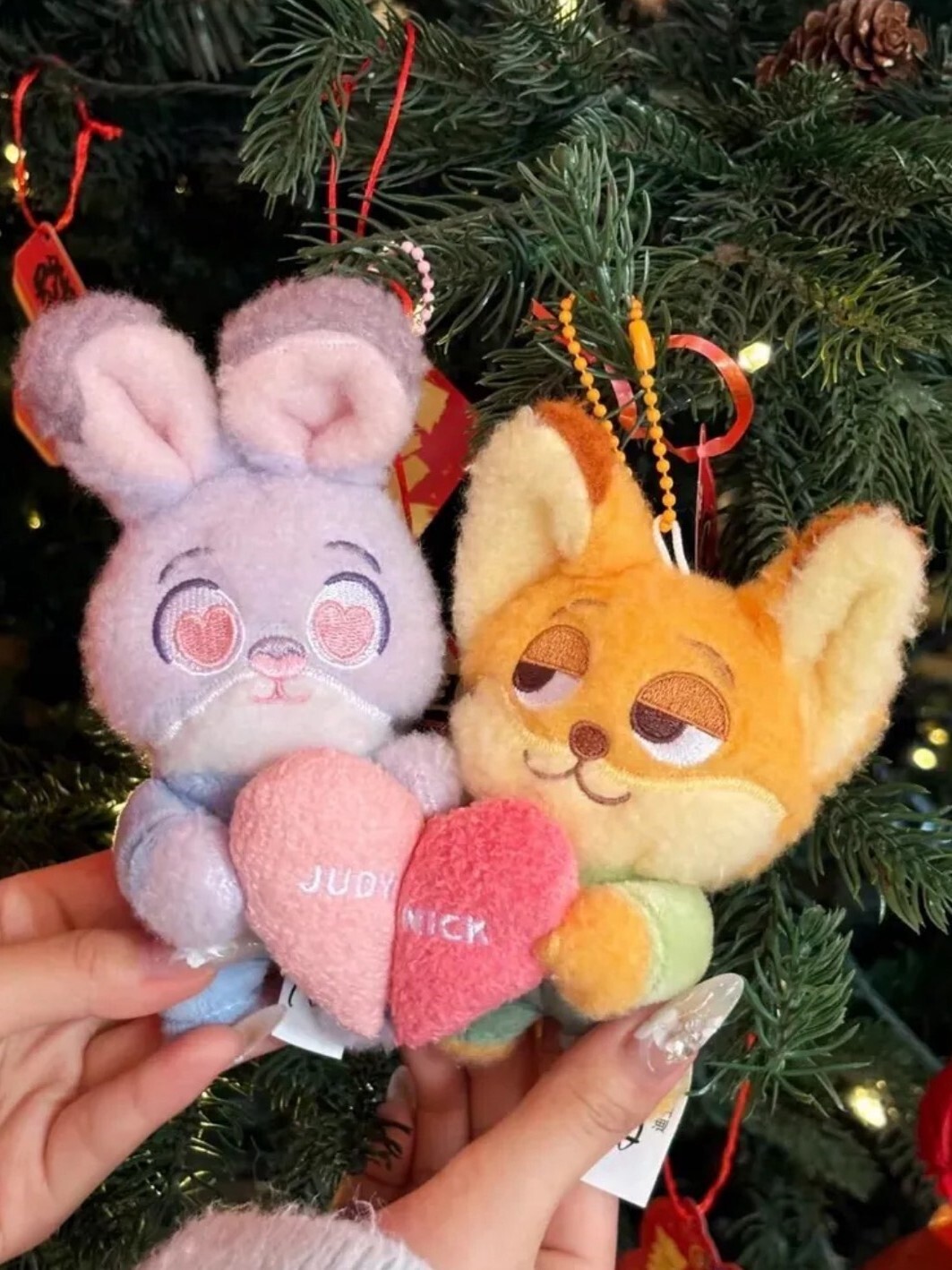 動物方城市 尼克&茱蒂 磁吸愛心 貼貼 毛絨吊飾