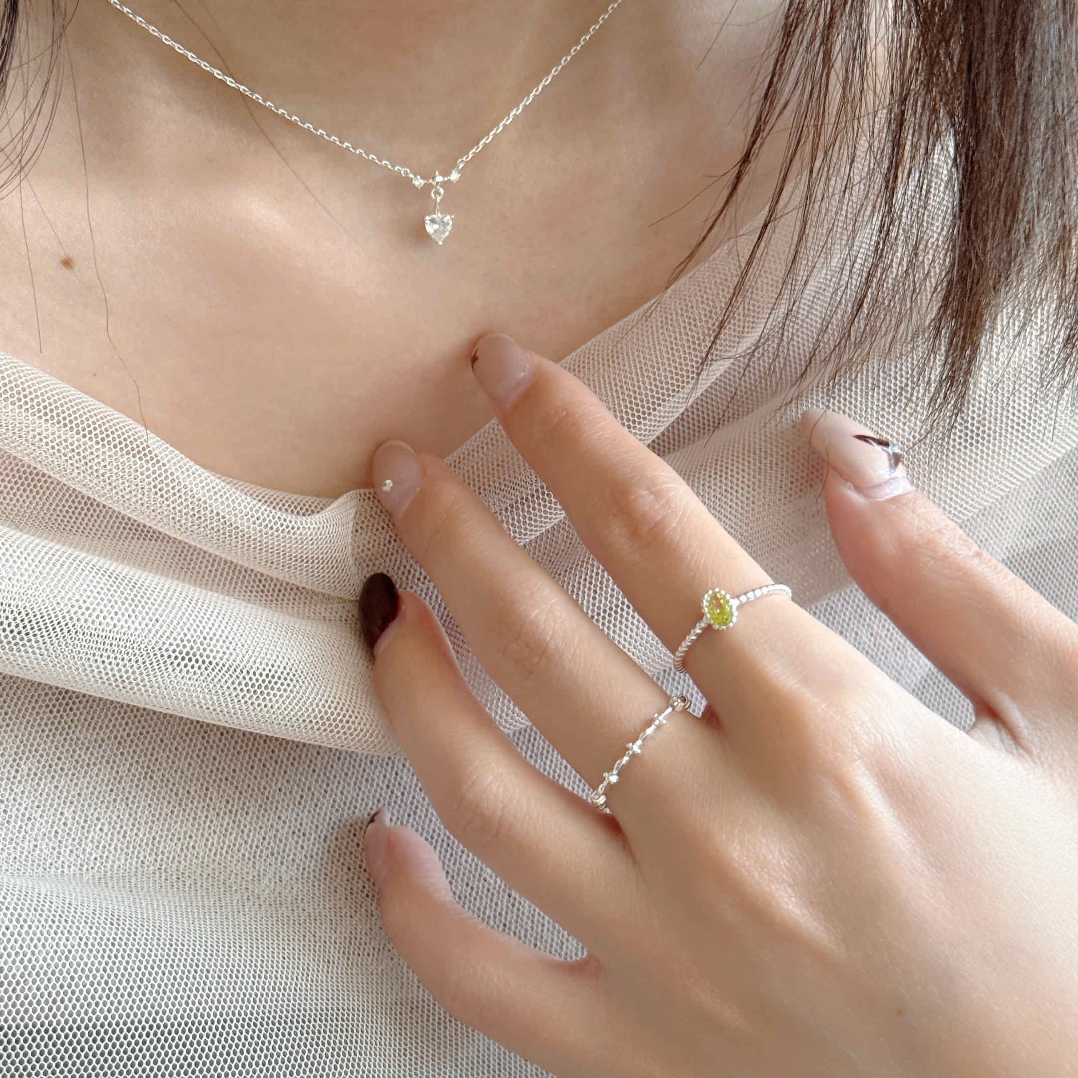 🇰🇷925 silver 橄欖綠寶石戒指