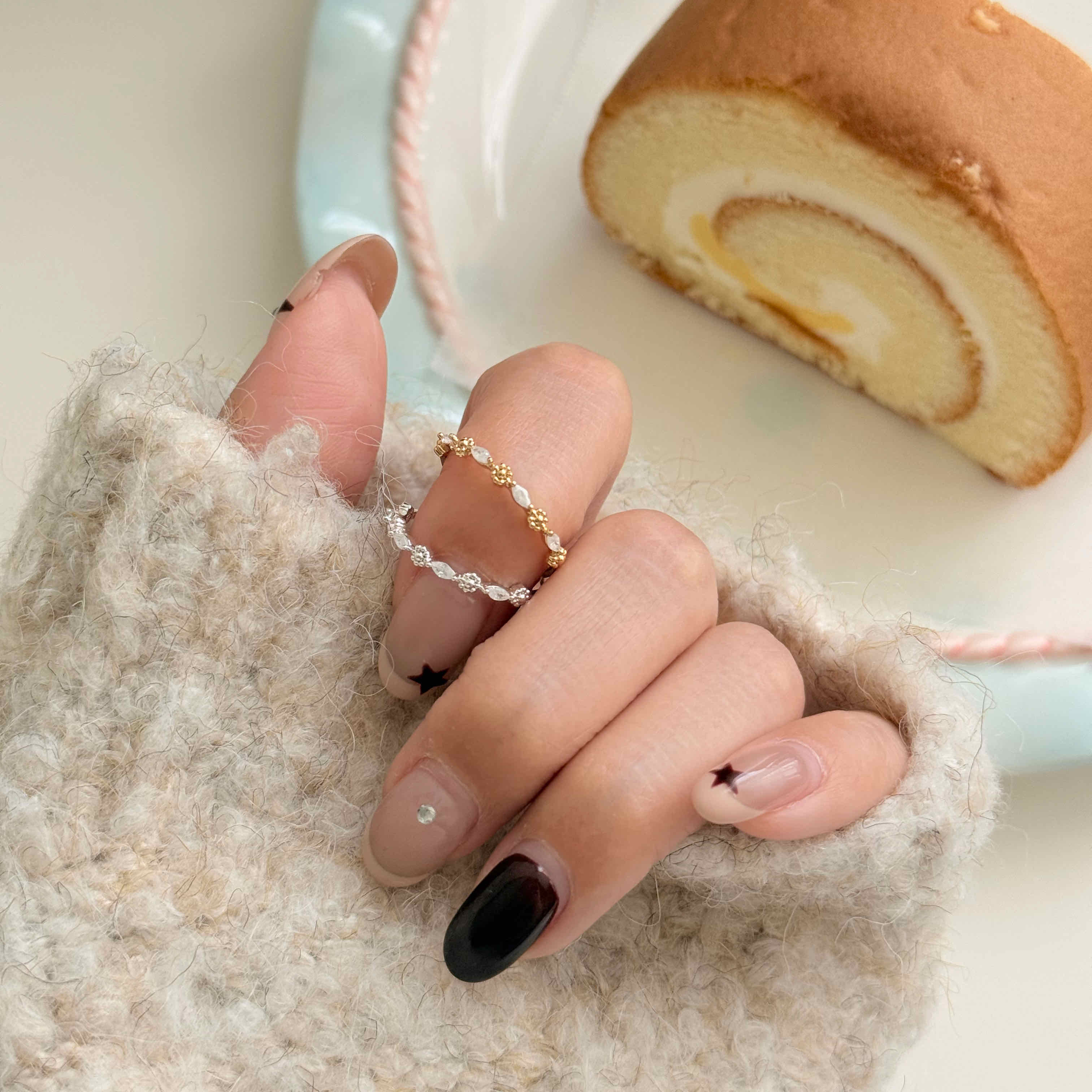 🇰🇷925 silver 小花白鑽戒指｜2 color