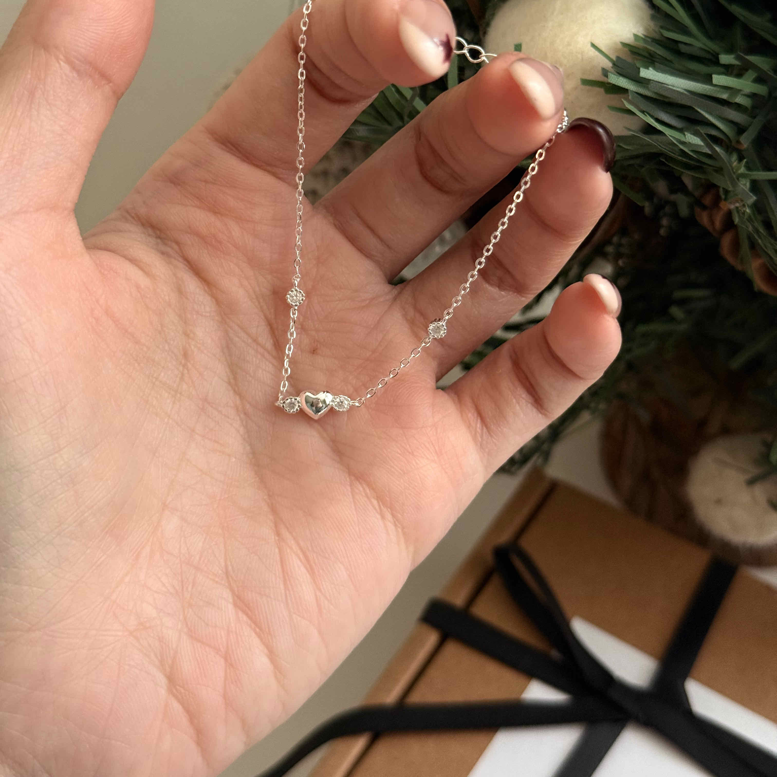 🇰🇷925 silver 愛心鑽鑽手鍊