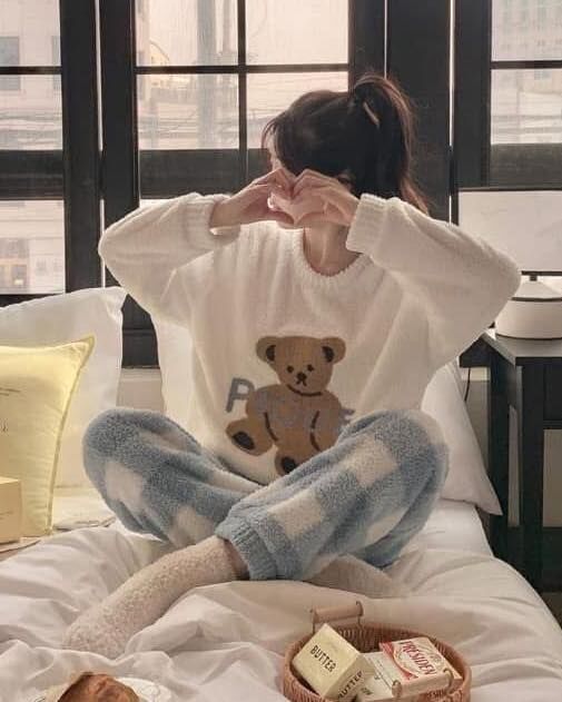 【暖呼呼的可愛熊熊家居服套裝組】（現貨）