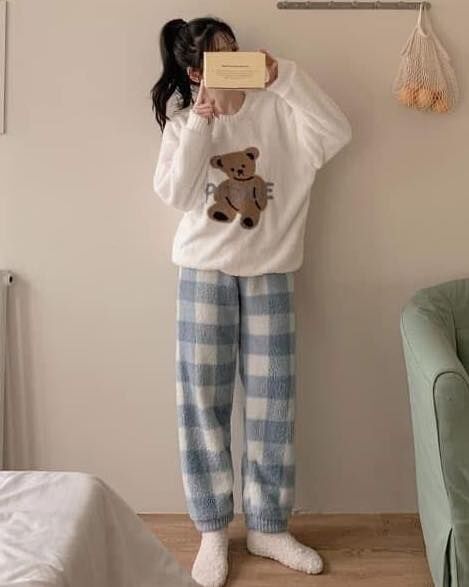 【暖呼呼的可愛熊熊家居服套裝組】（現貨）