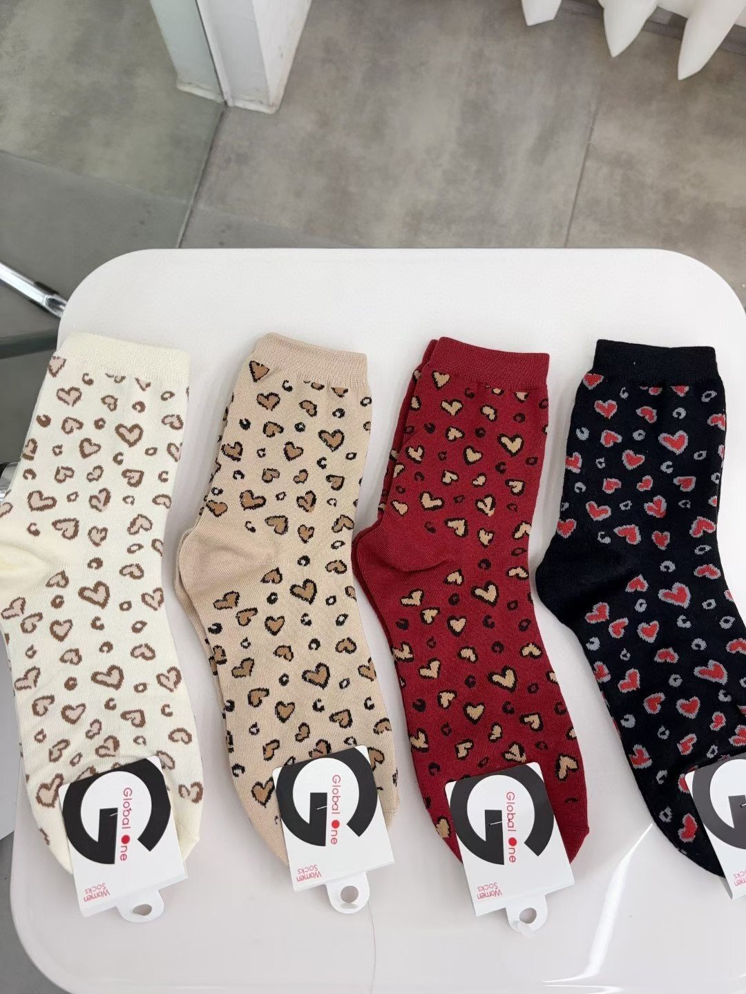 CT5332 可愛愛心豹紋長襪 (任選5對$75/ 任選10對 $138)