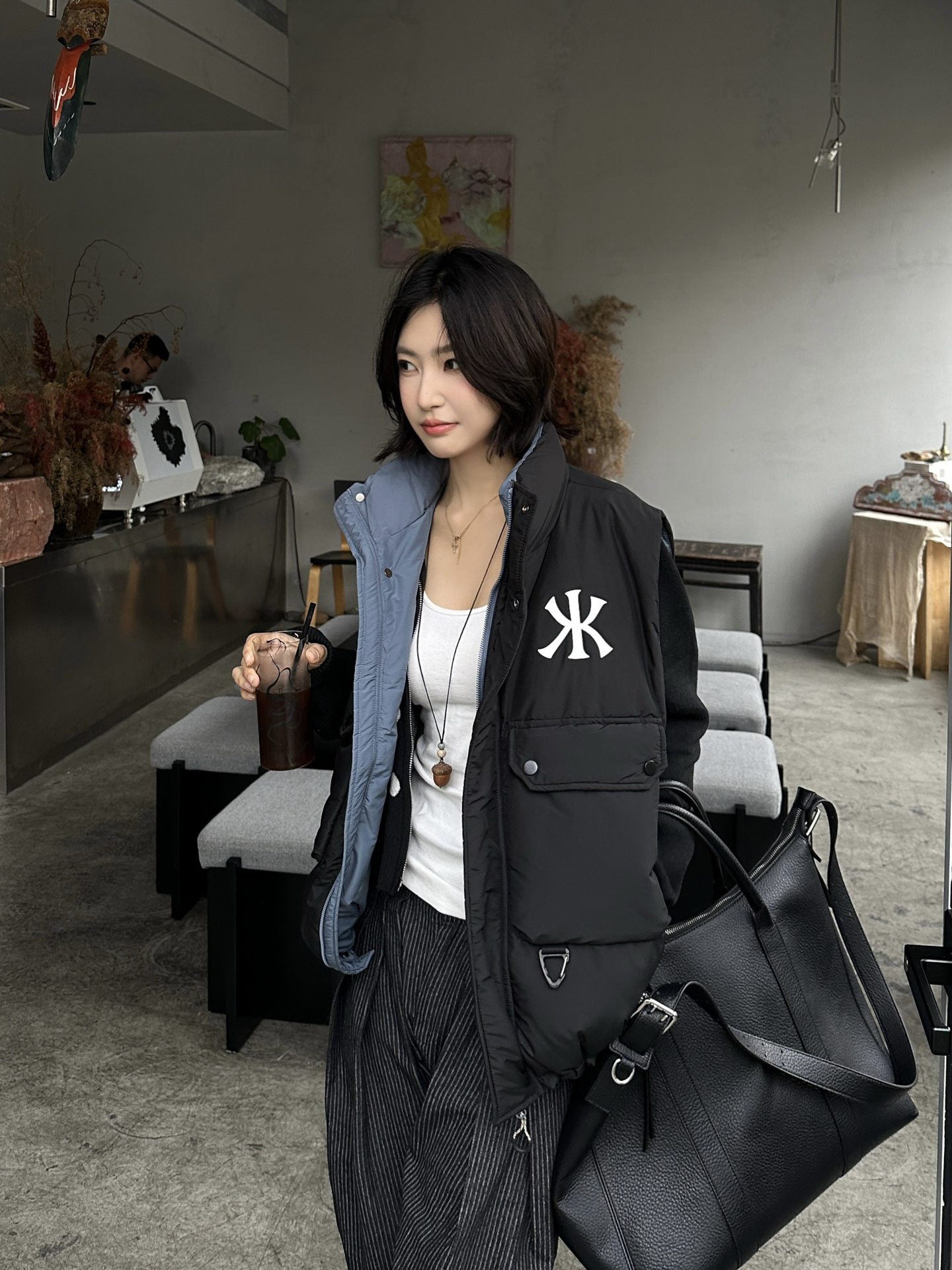 代購-TERRA INCOGNITA 拼接 混合材質 單肩手提包 托特包 3色